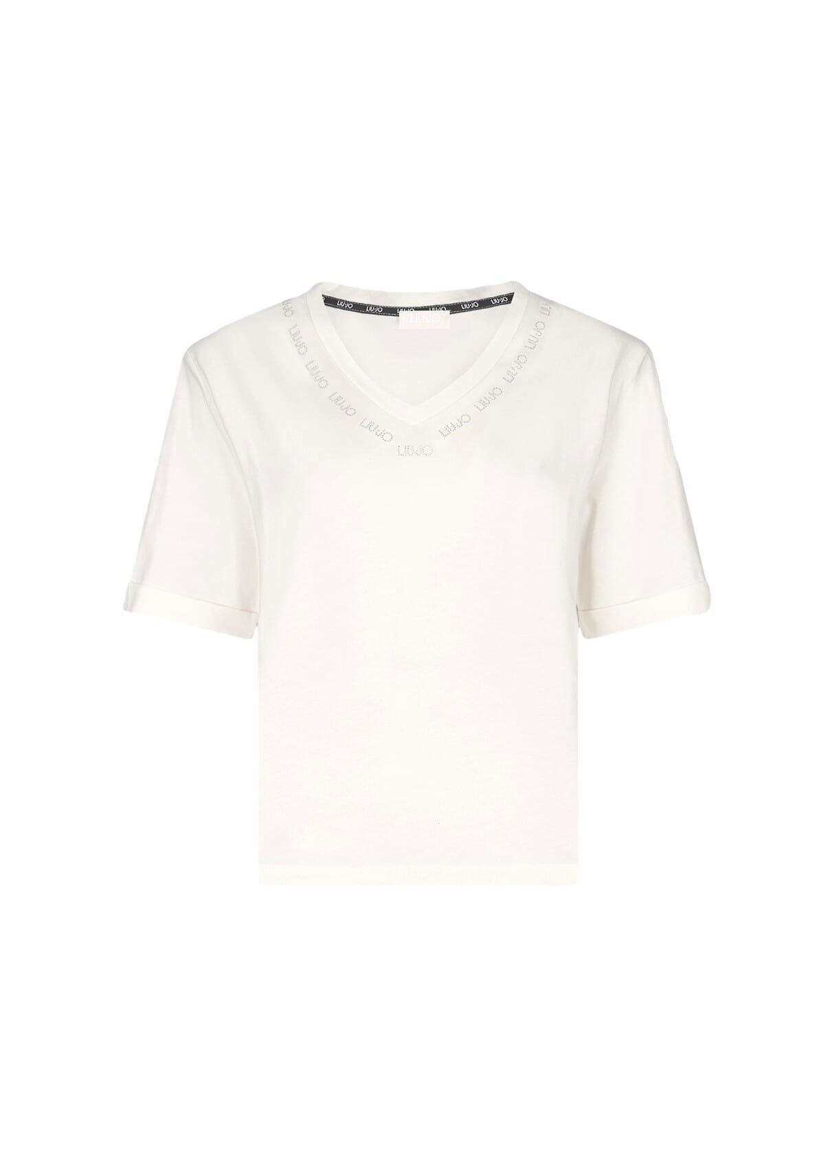 T-Shirt Con Logo E Strass Liu Jo