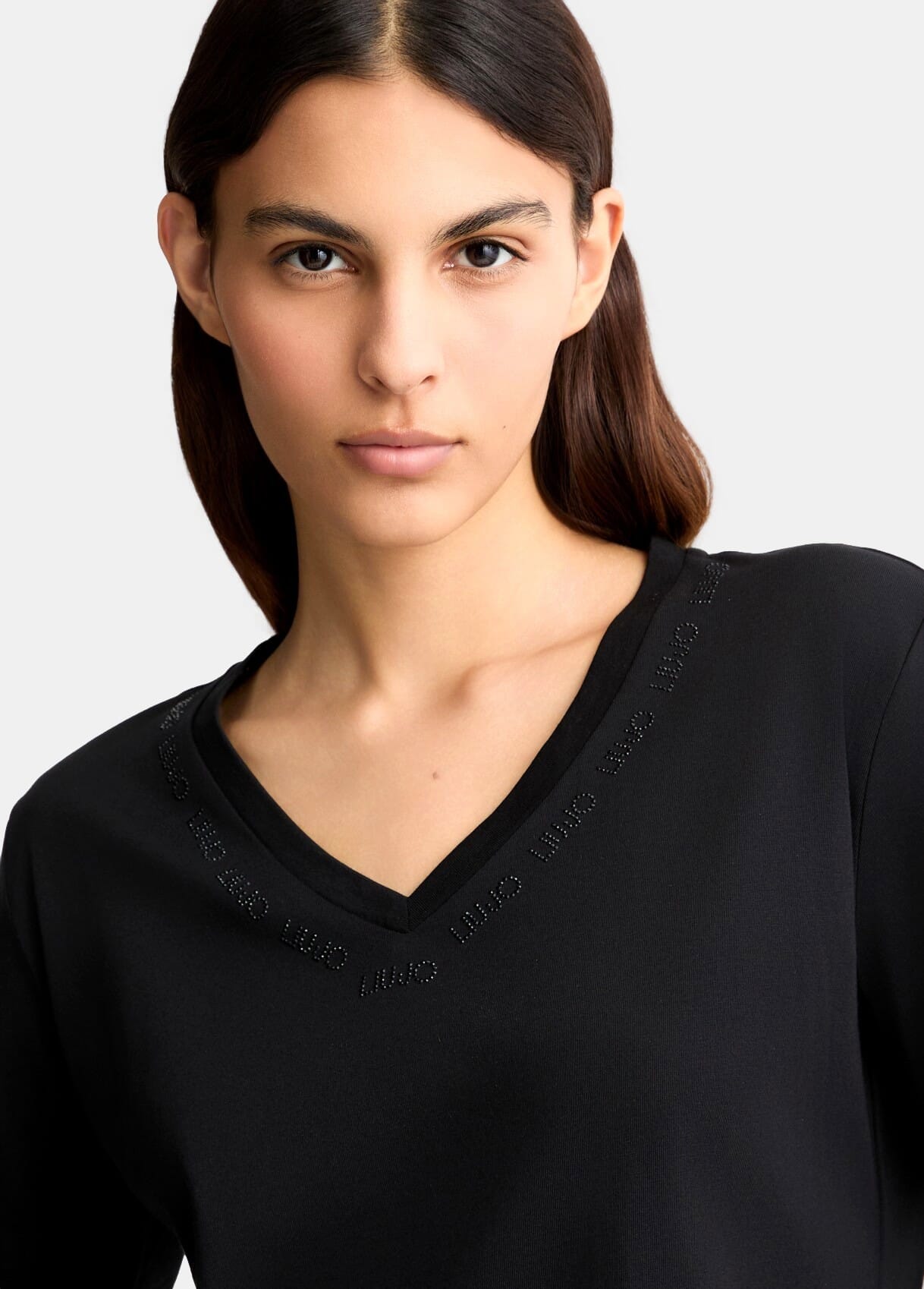 T-Shirt Con Logo E Strass Liu Jo