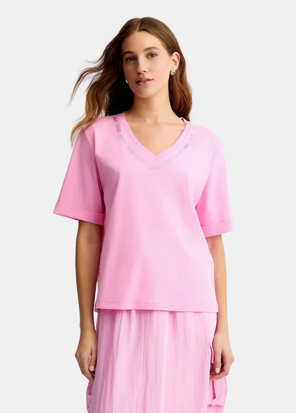 T-Shirt Con Logo E Strass Liu Jo