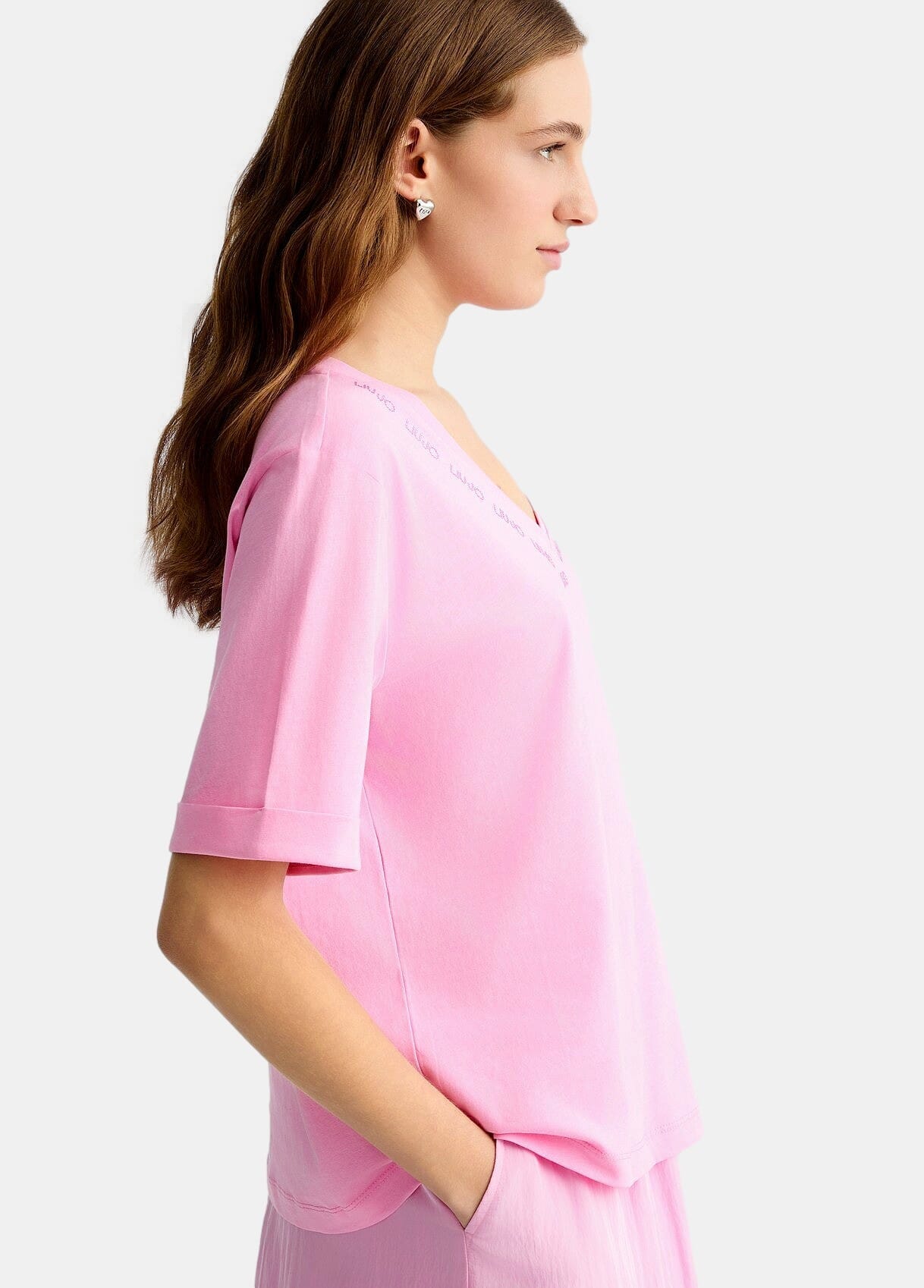 T-Shirt Con Logo E Strass Liu Jo