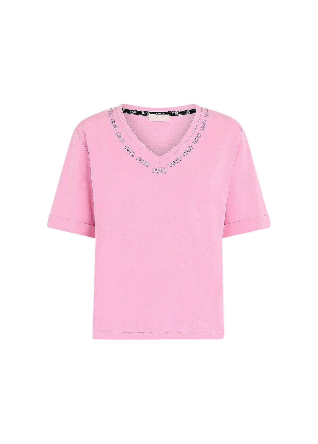 T-Shirt Con Logo E Strass Liu Jo