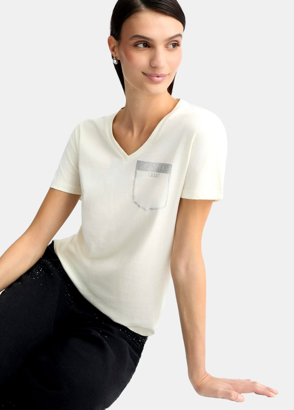 T-Shirt Con Taschino con Strass Liu Jo