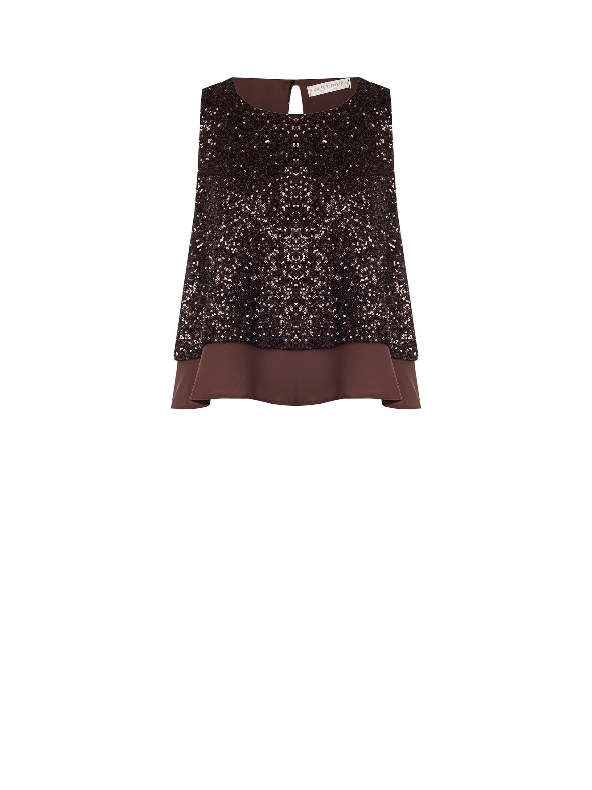 Top Sfiancato E Ampio Ricoperto Di Paillettes Con Georgette Rinascimento