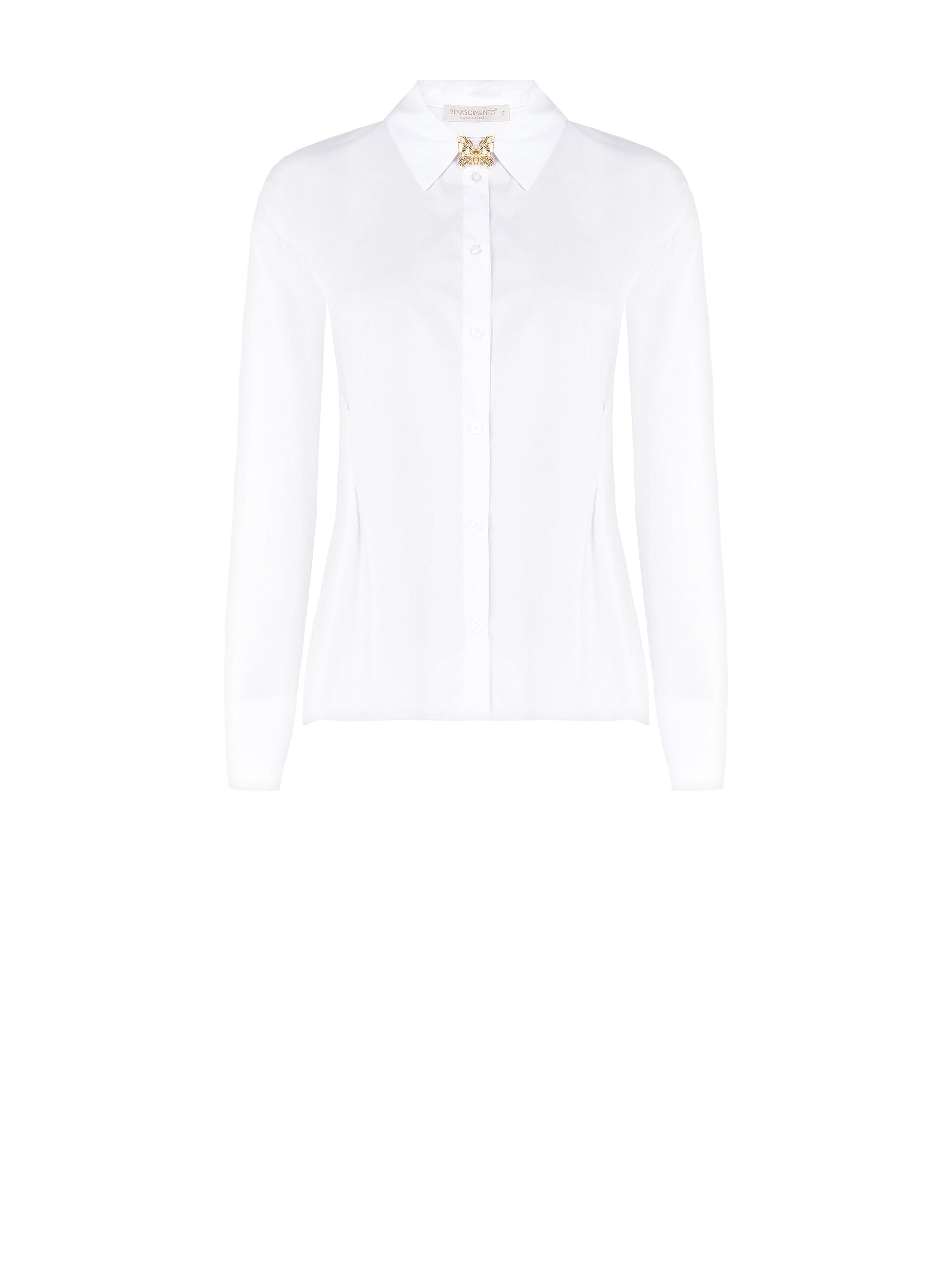 Camicia Sfiancata In Cotone Con Spilla Farfalla Rinascimento