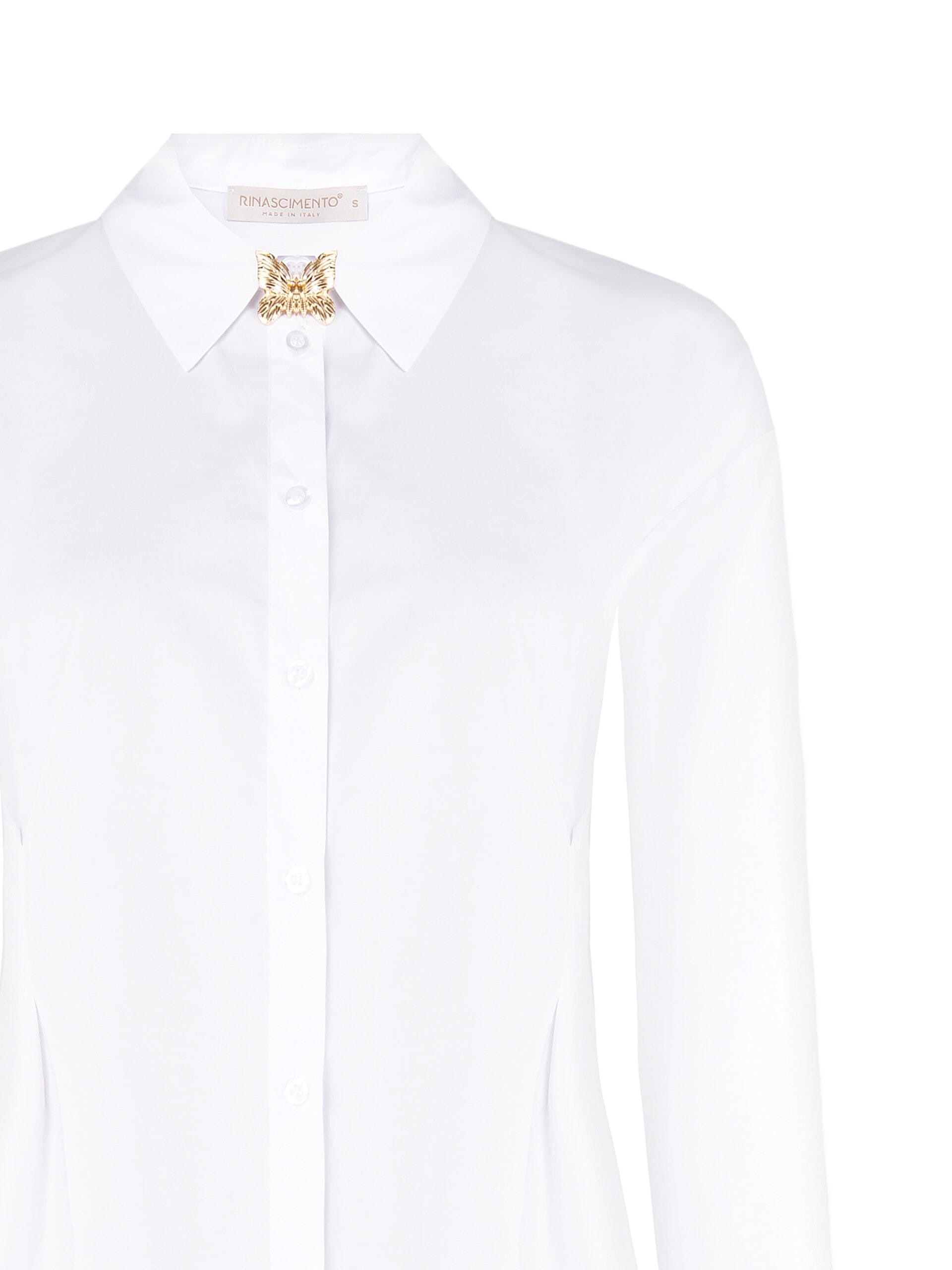 Camicia Sfiancata In Cotone Con Spilla Farfalla Rinascimento