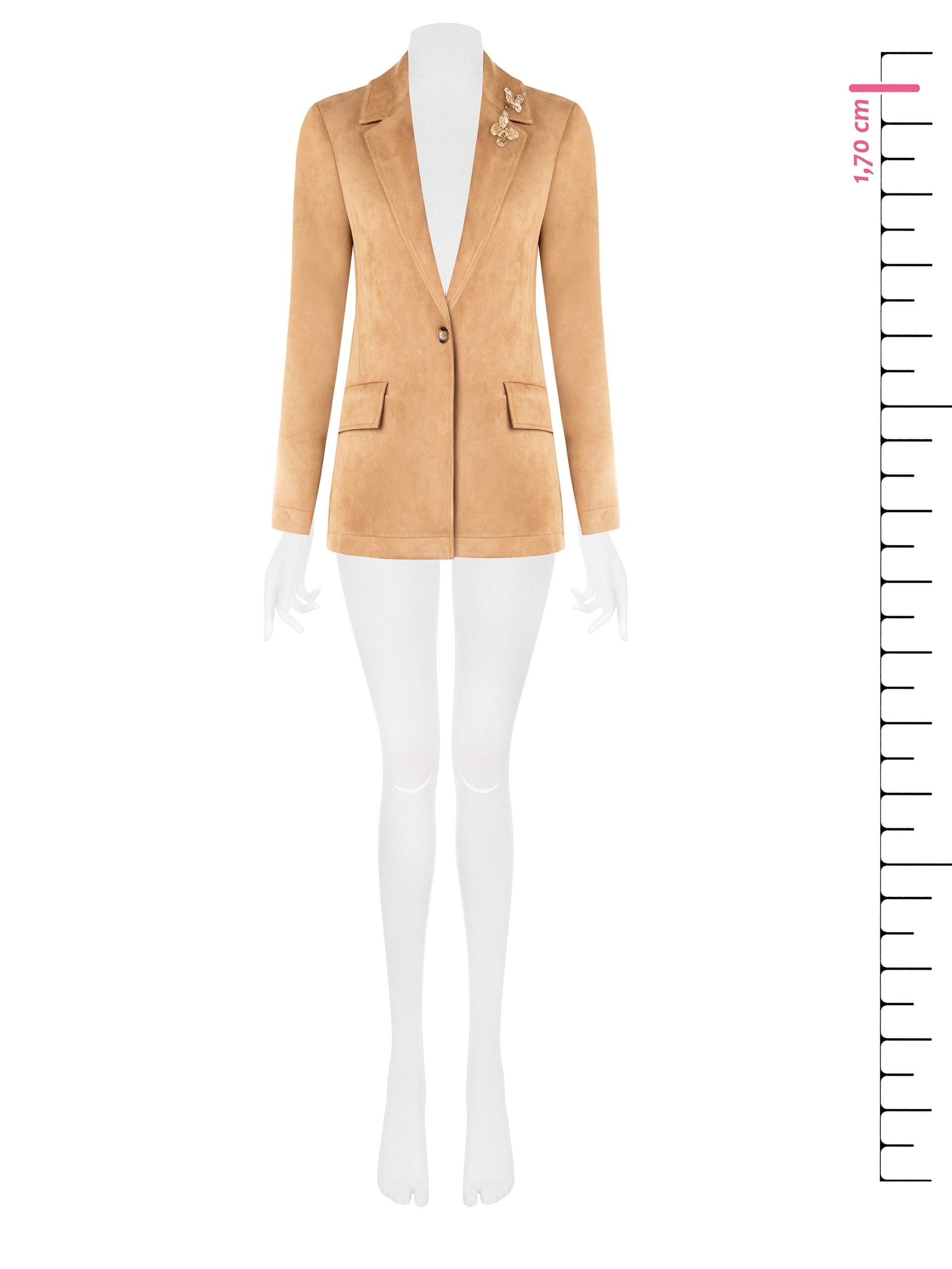 Giacca Blazer Sfiancata In Simil Dainetto Con Spilla Farfalla Rinascimento