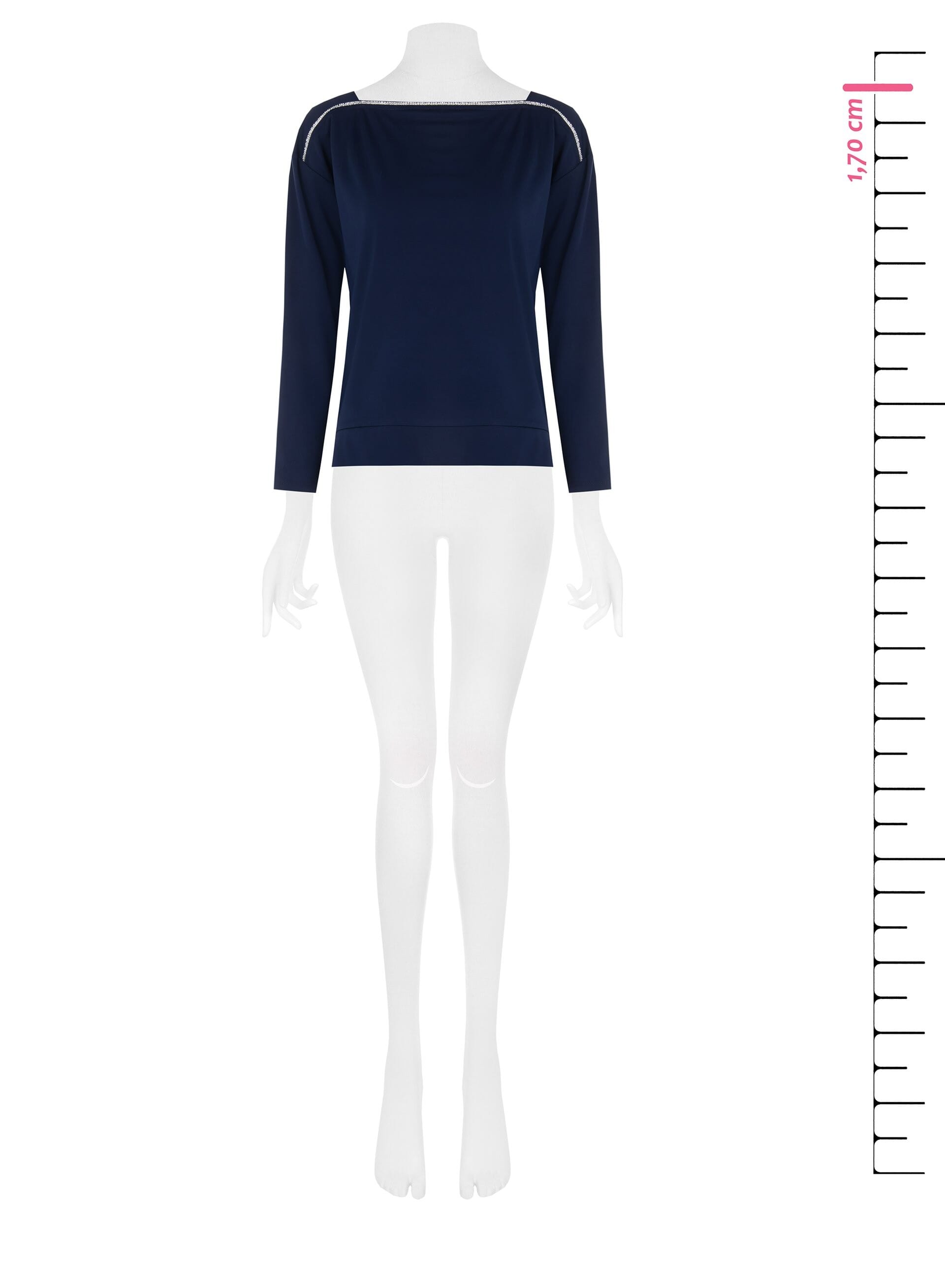 Blusa Fluida In Punto Milano Leggero Con Decoro In Strass Rinascimento