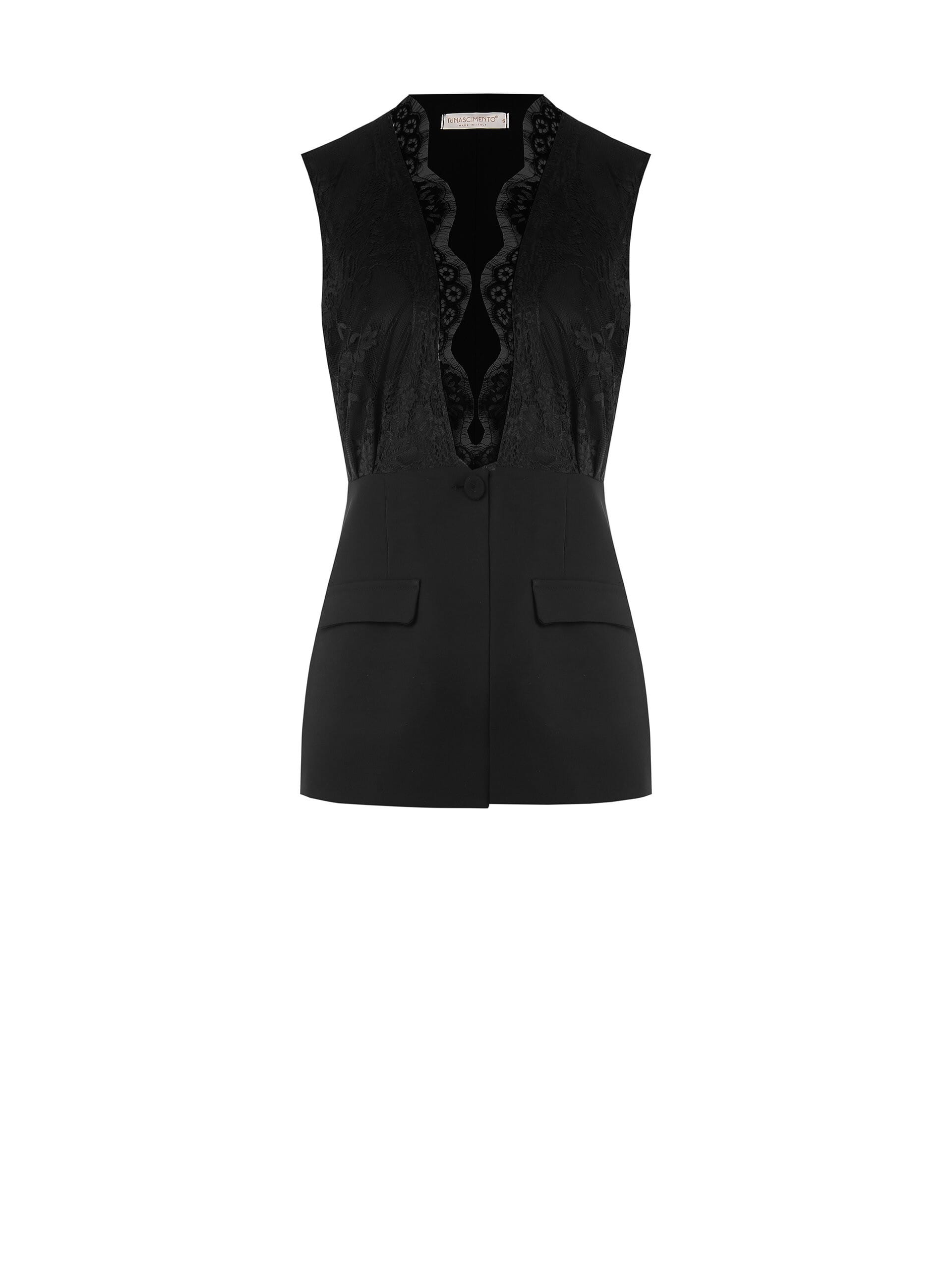 Gilet A Taglio Lungo In Tessuto Fluido Con Pizzo Rinascimento