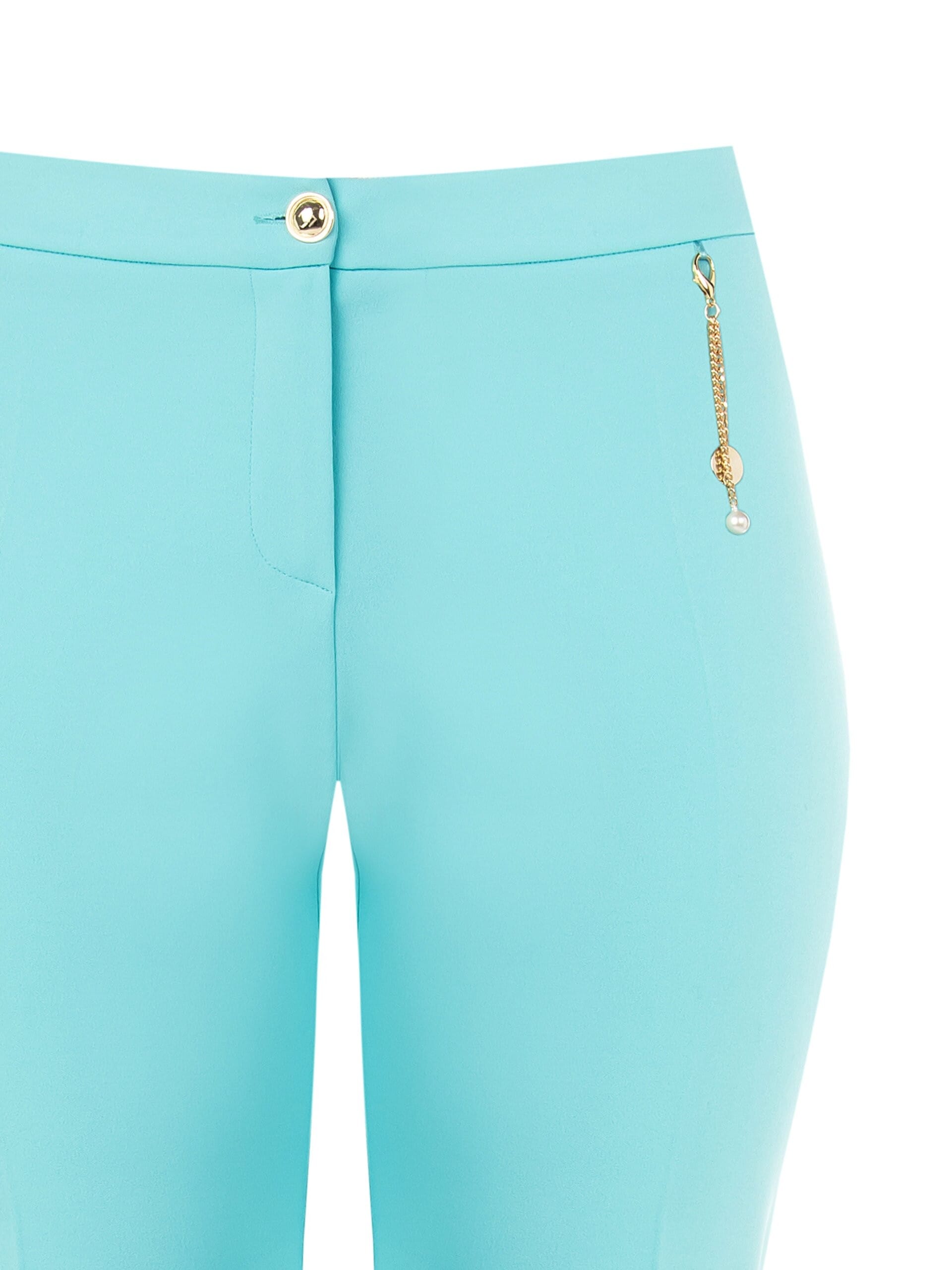 Straight Scuba Crepe Trousers With Chain Detail And Pearl Rinascimento Curvy