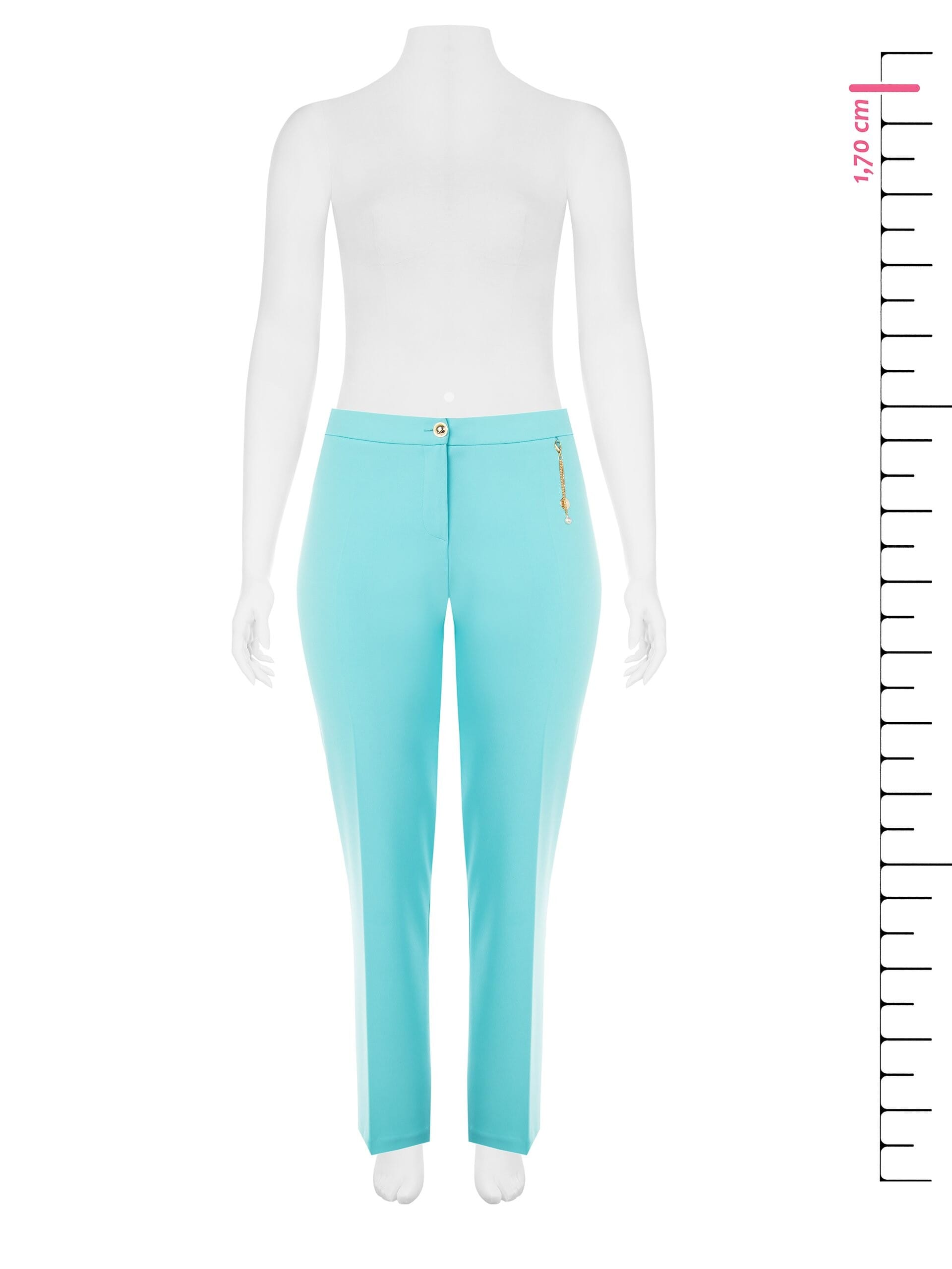 Straight Scuba Crepe Trousers With Chain Detail And Pearl Rinascimento Curvy