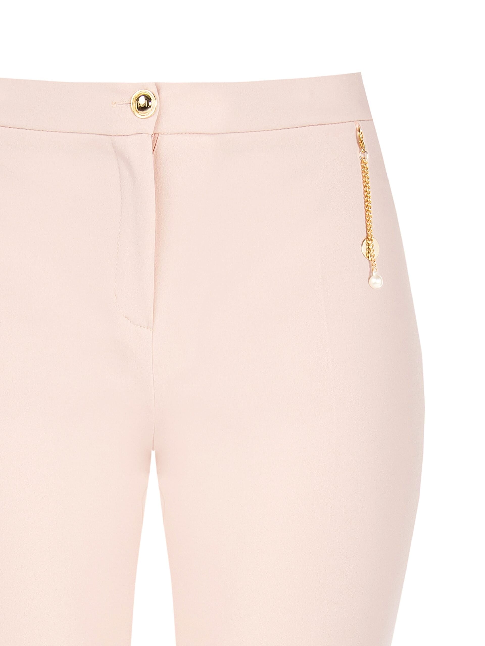 Straight Scuba Crepe Trousers With Chain Detail And Pearl Rinascimento Curvy