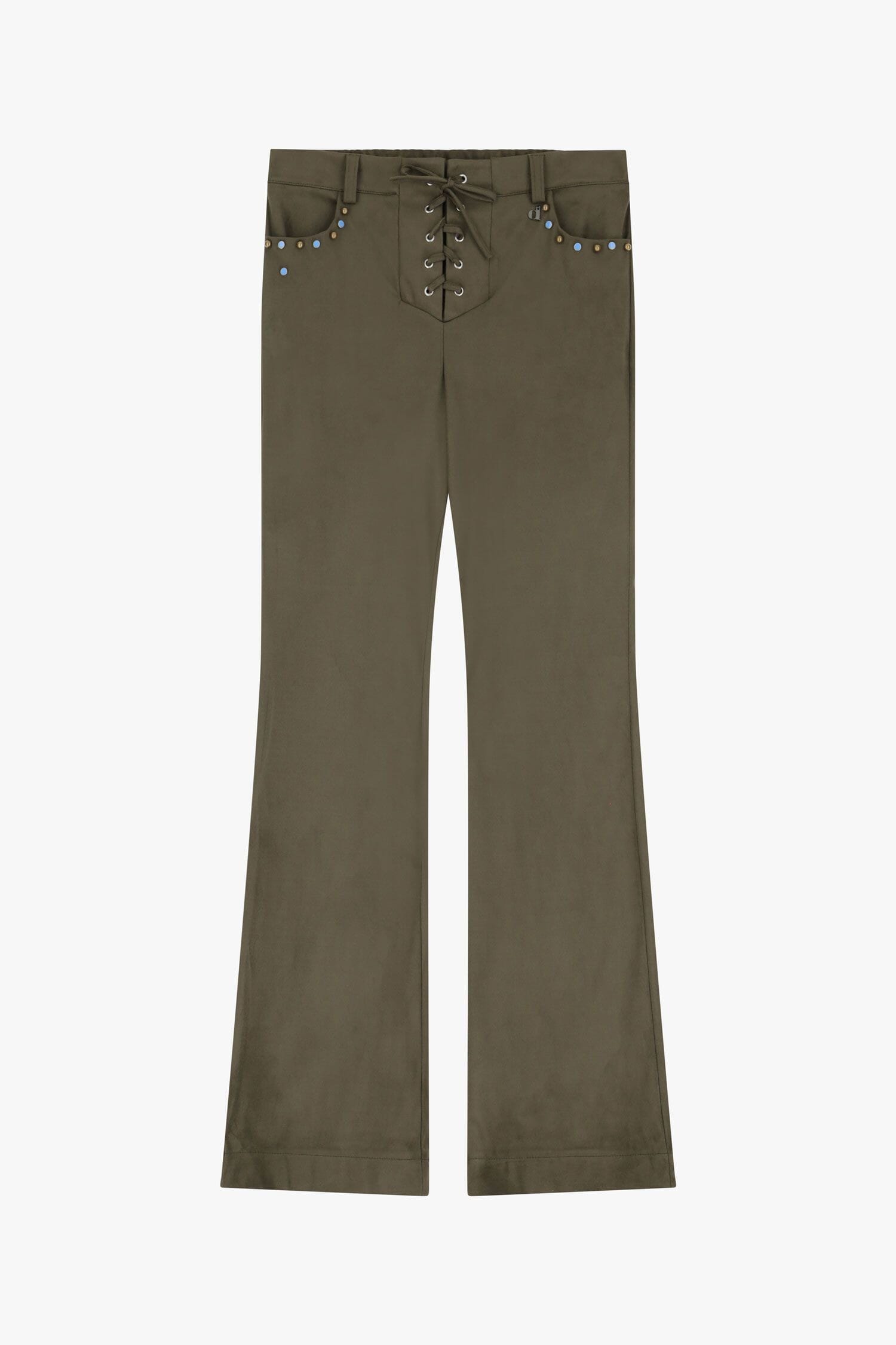 Dixie - Pantalon évasé à effet daim avec œillets