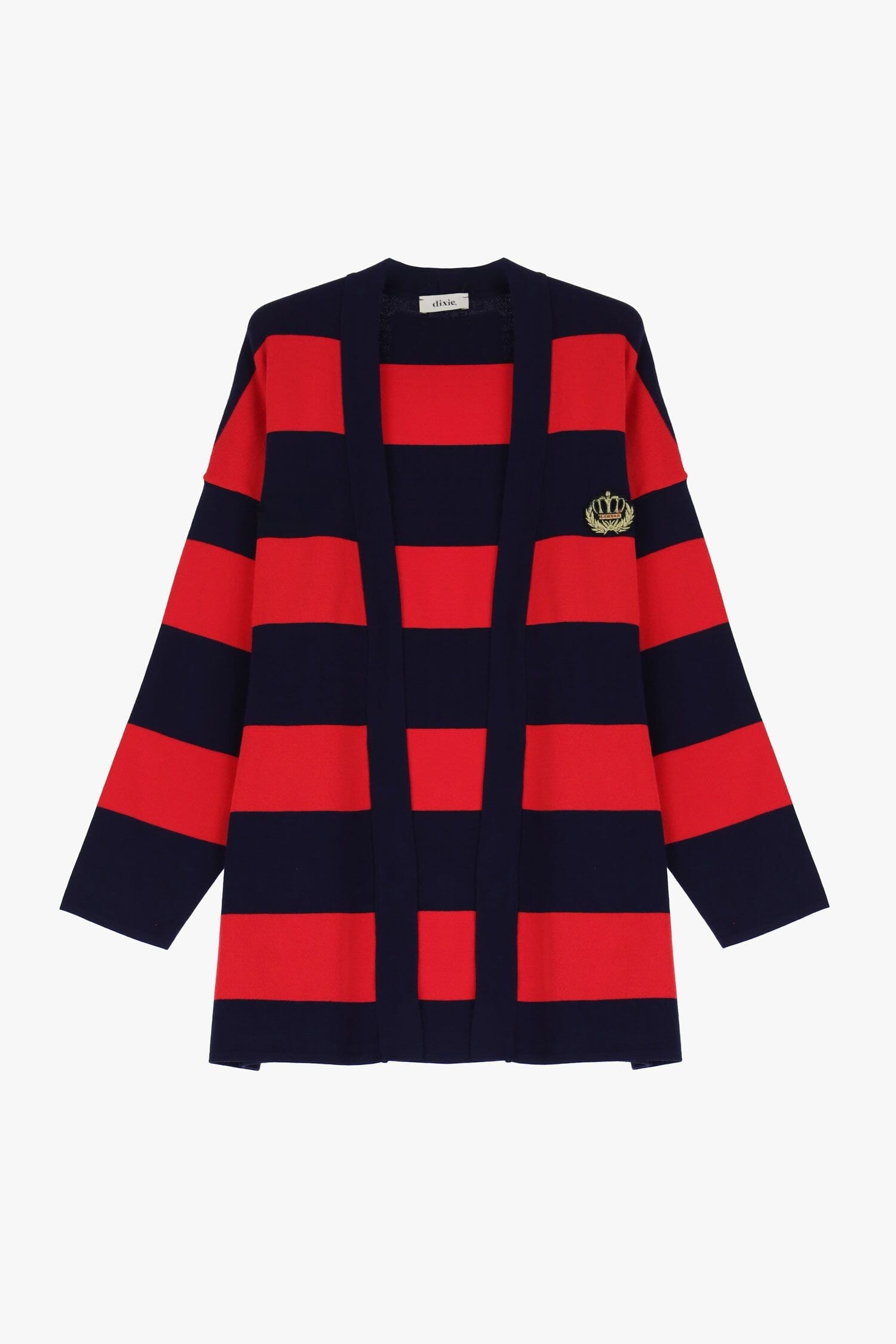 Open Striped Cardigan with Dixie Patch