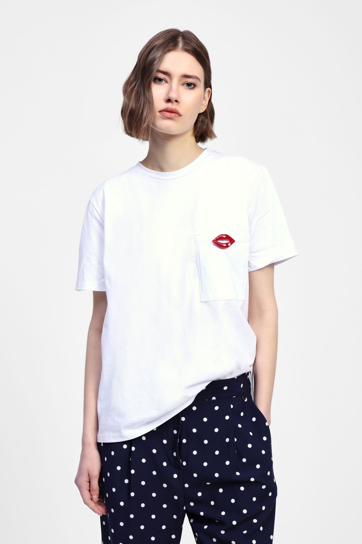 T-Shirt Girocollo Maniche Corte Con Applicazione Dixie