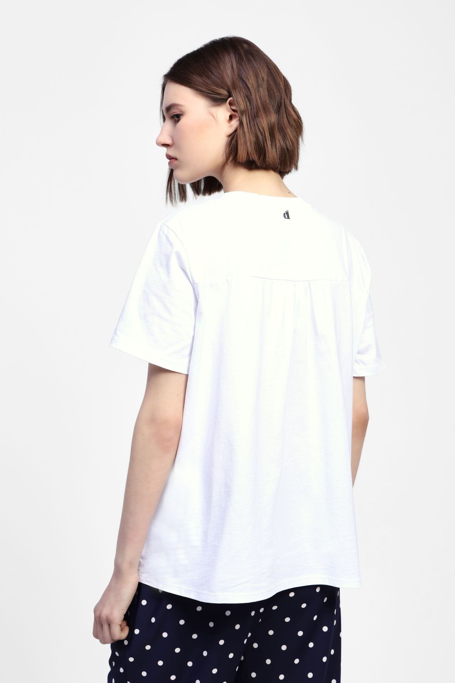 T-Shirt Girocollo Maniche Corte Con Applicazione Dixie