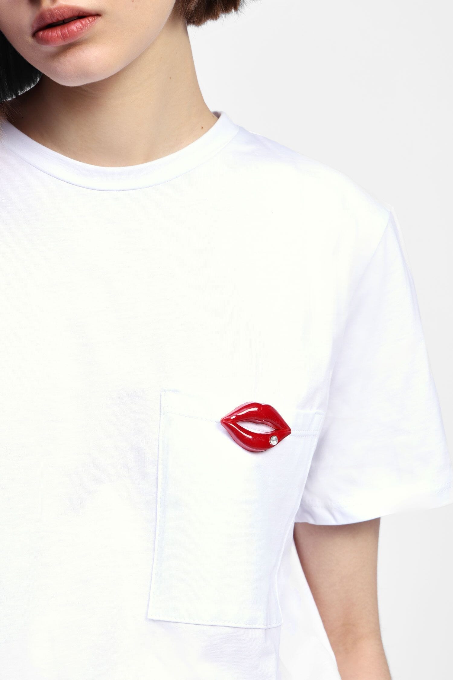 T-Shirt Girocollo Maniche Corte Con Applicazione Dixie