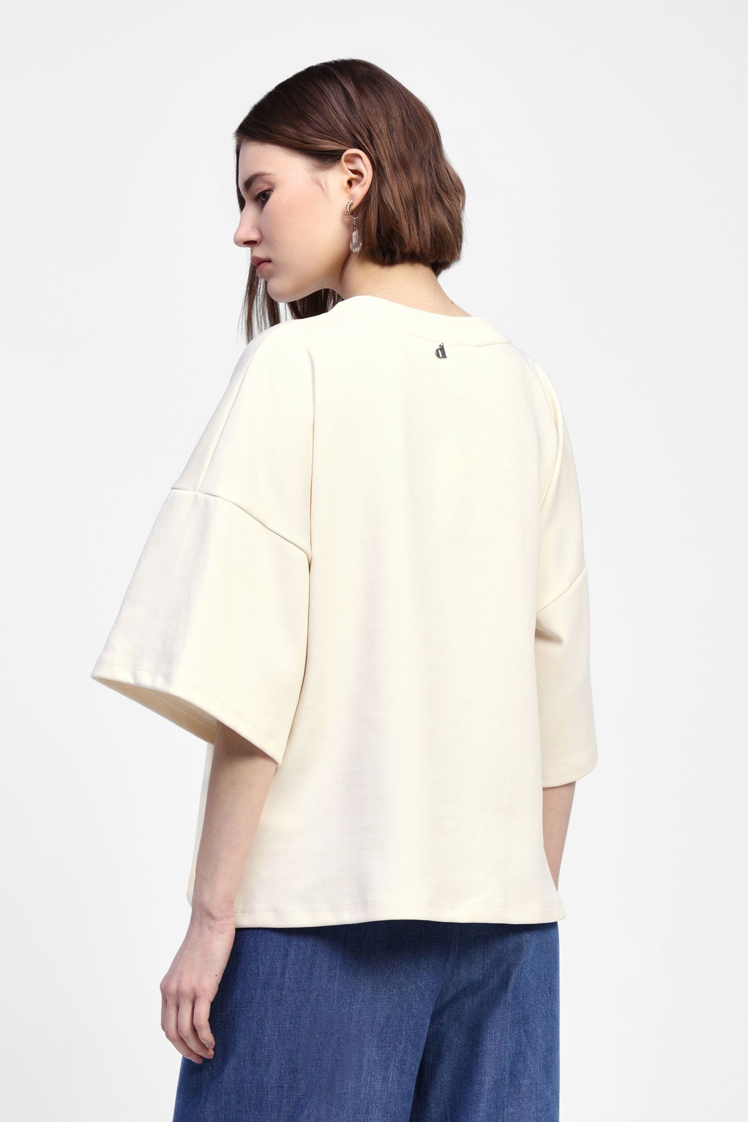 T-Shirt Oversize Manica Corta Con Cuore Decorato Dixie