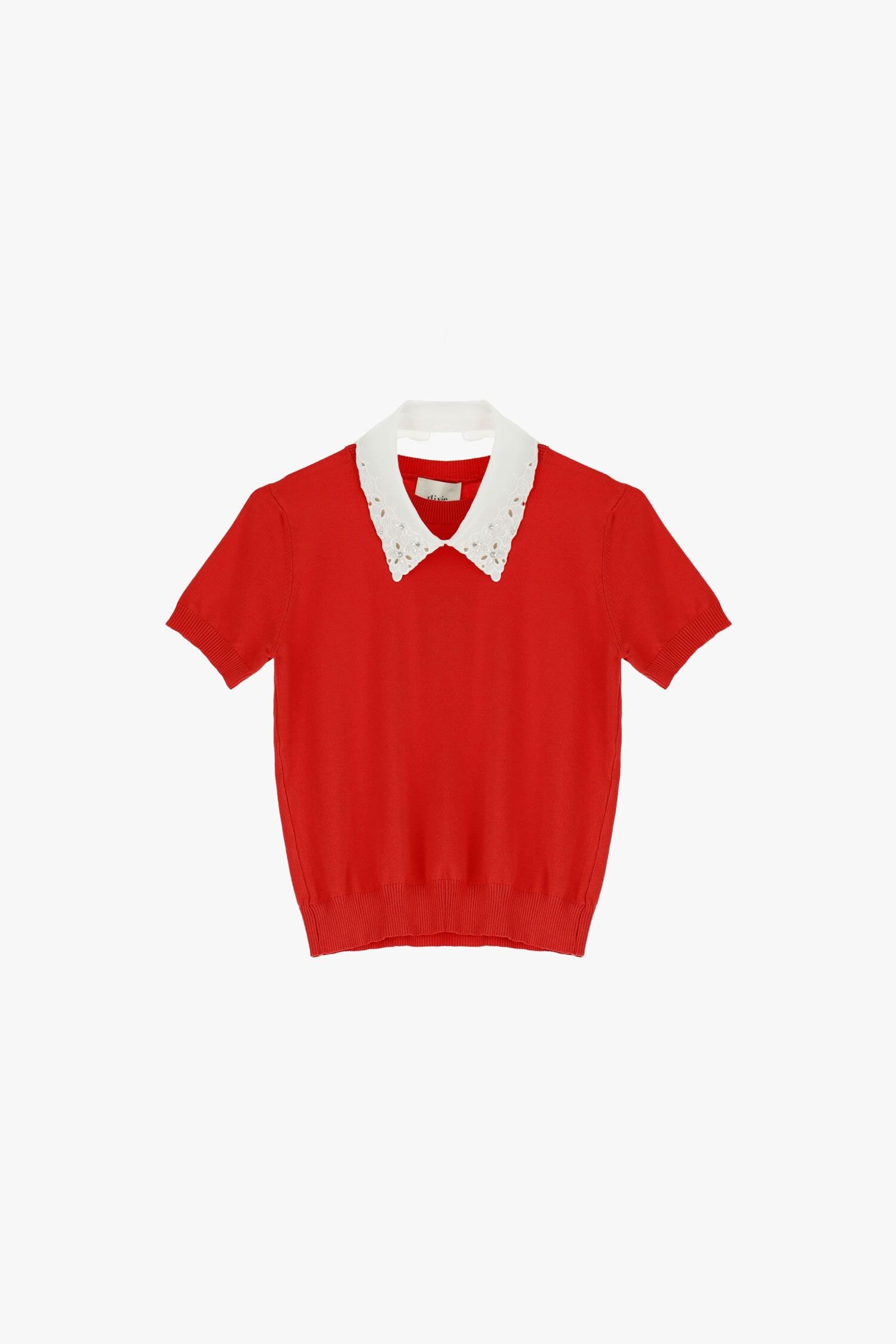 Dixie Decorated Short-Sleeved Collar Sweater