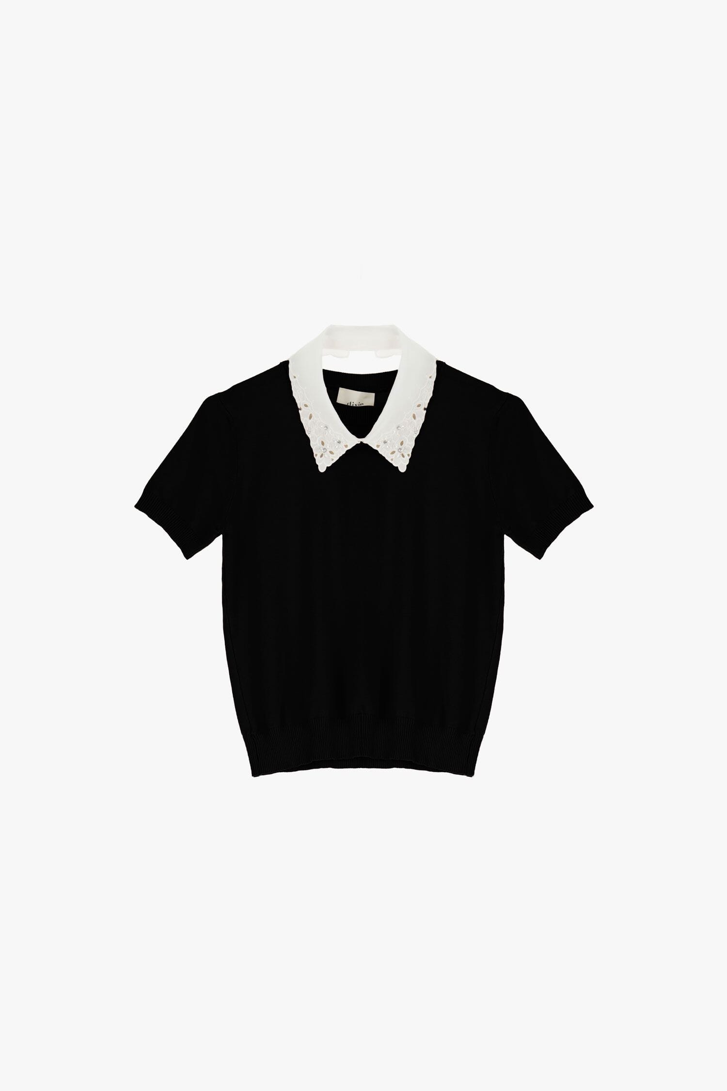 Dixie Decorated Short-Sleeved Collar Sweater