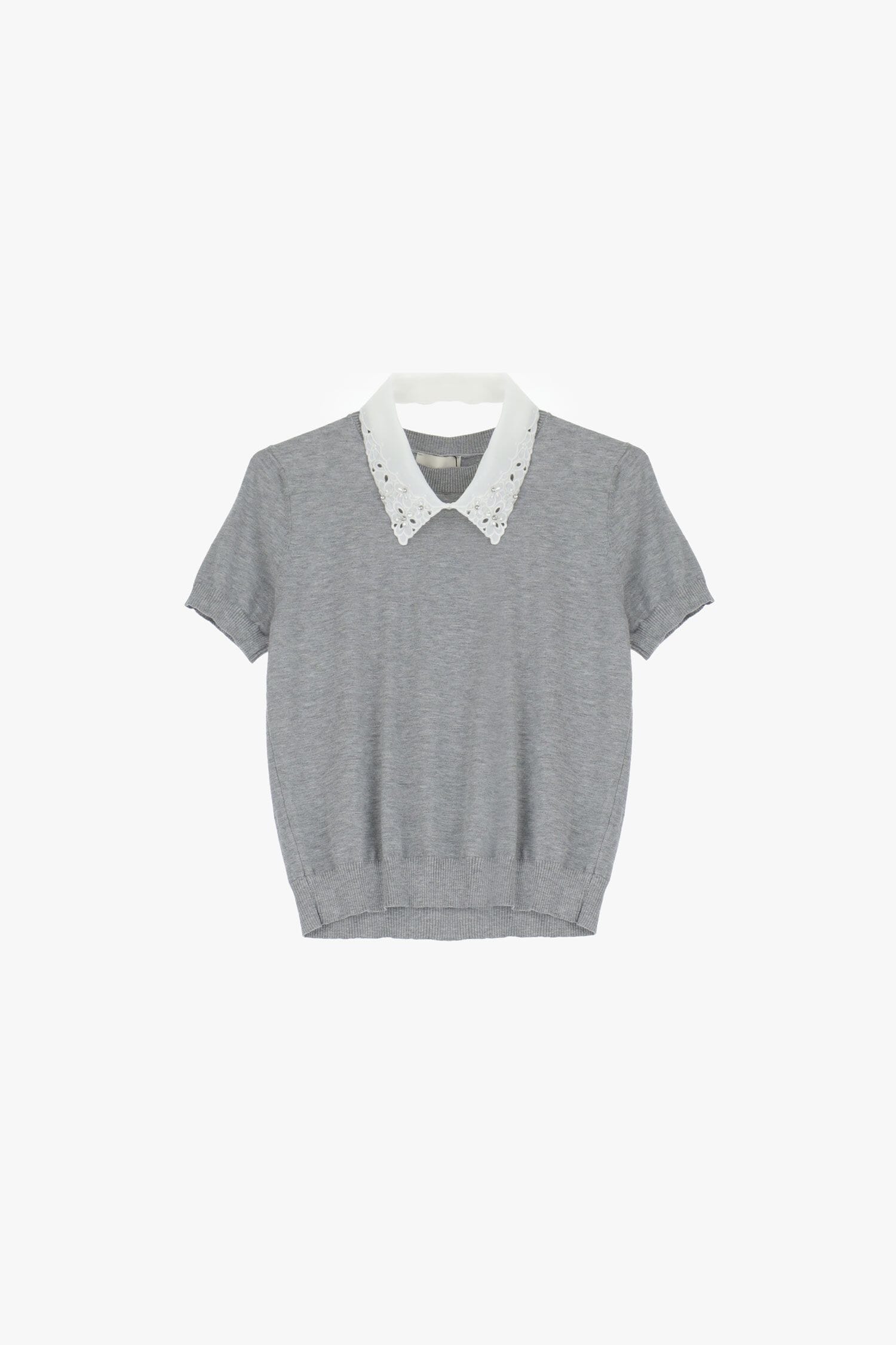 Dixie Decorated Short-Sleeved Collar Sweater