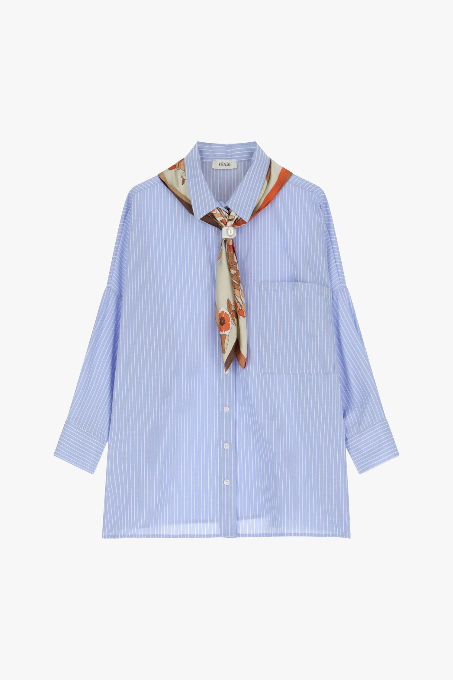 Camicia A Righe Maniche Lunghe E Foulard Dixie