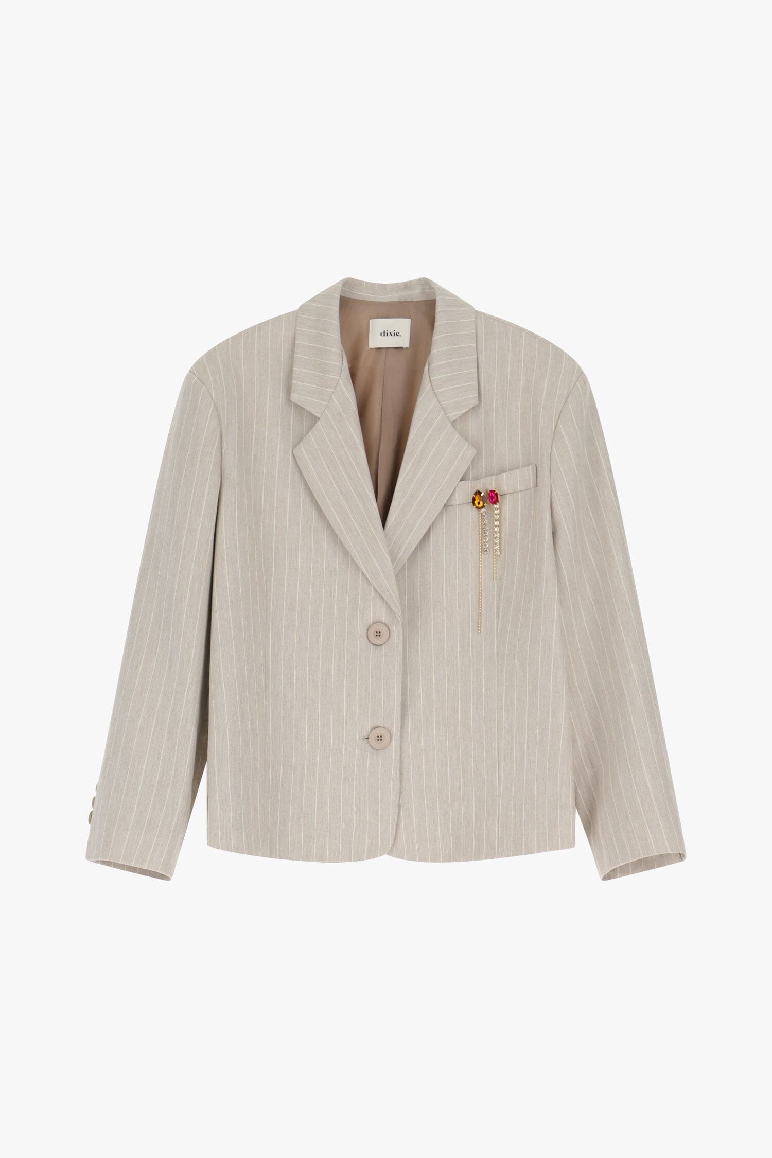 Blazer Gessato Dritto Con Spalle Imbottite Dixie