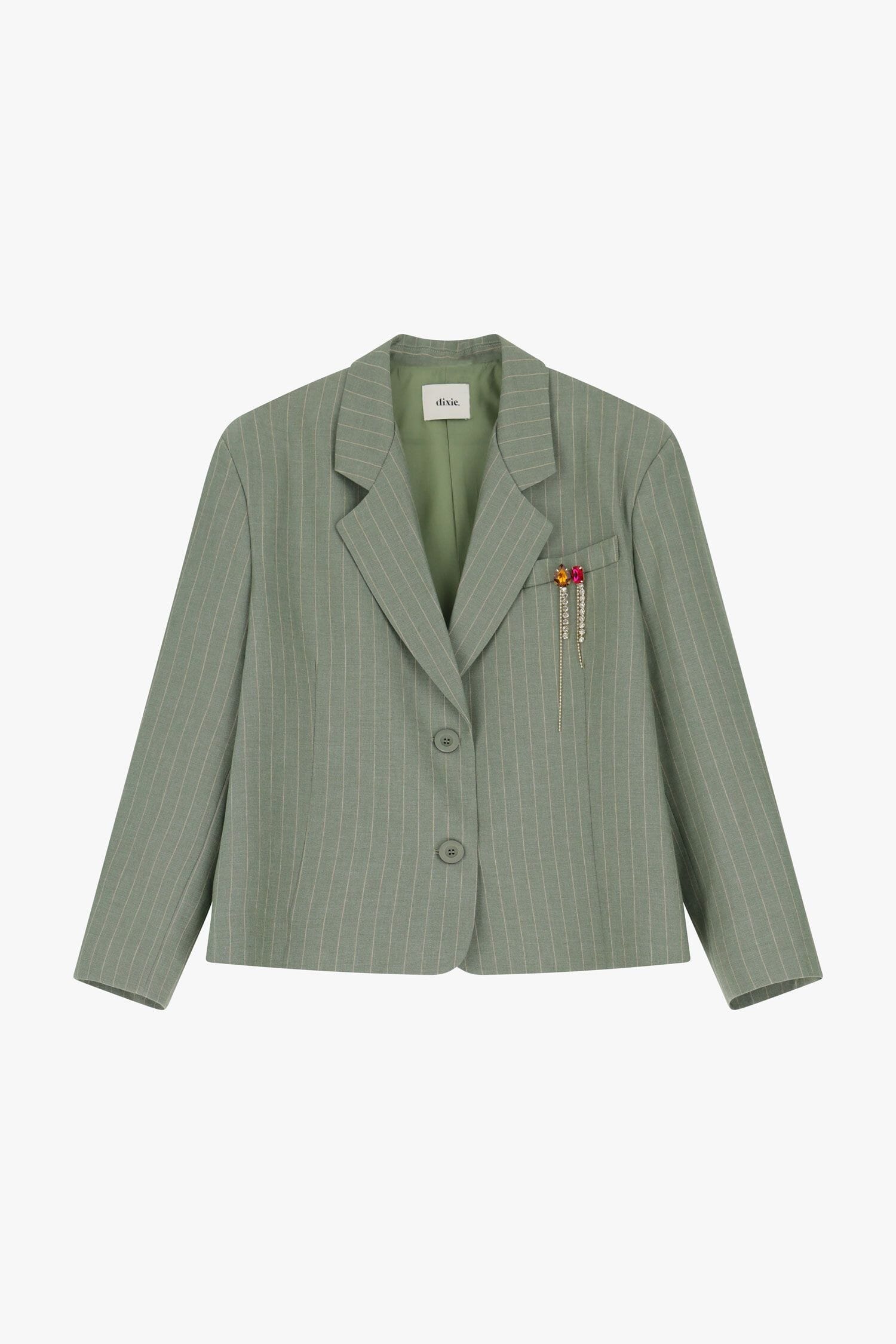 Blazer Gessato Dritto Con Spalle Imbottite Dixie