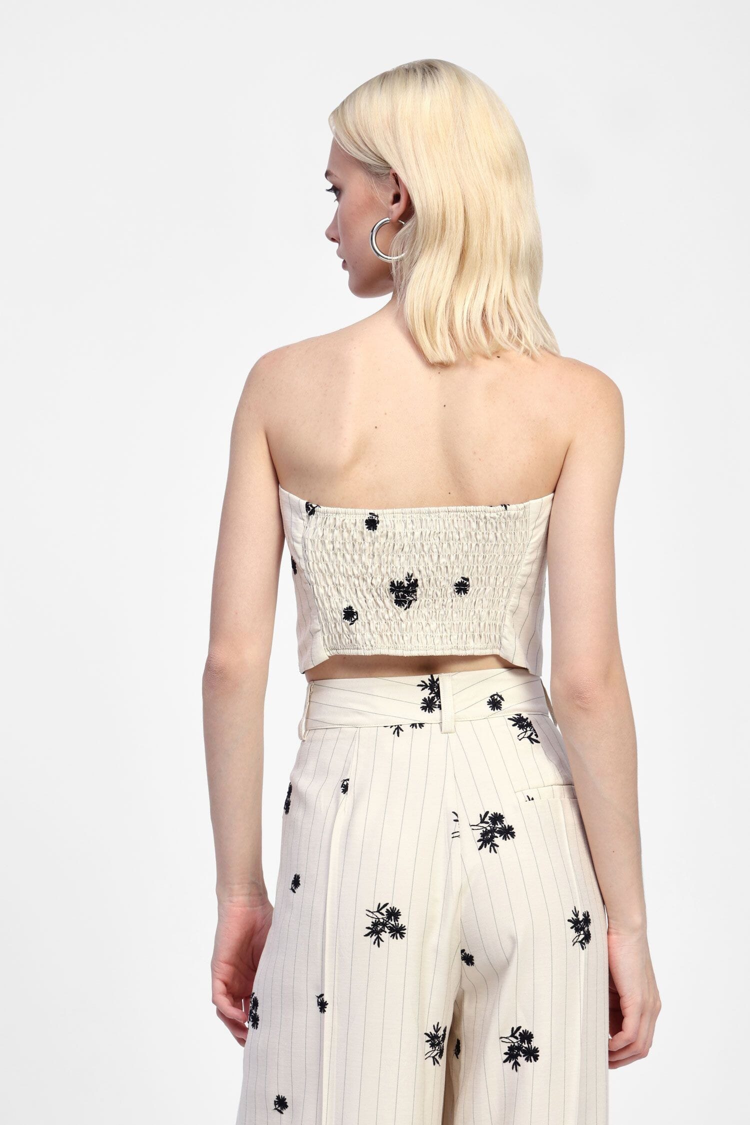 Dixie Floral Stripe Print Strapless Top