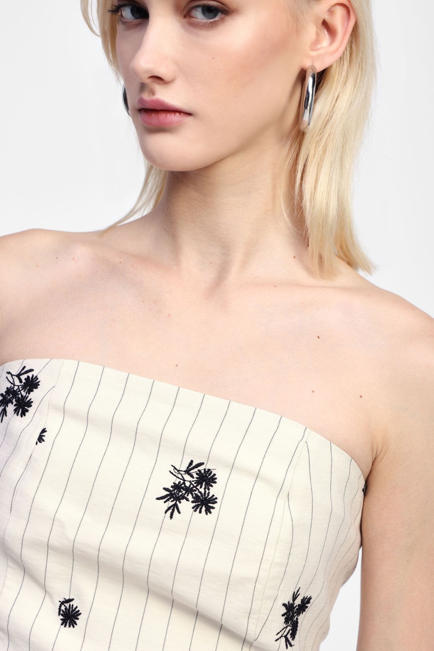 Dixie Floral Stripe Print Strapless Top
