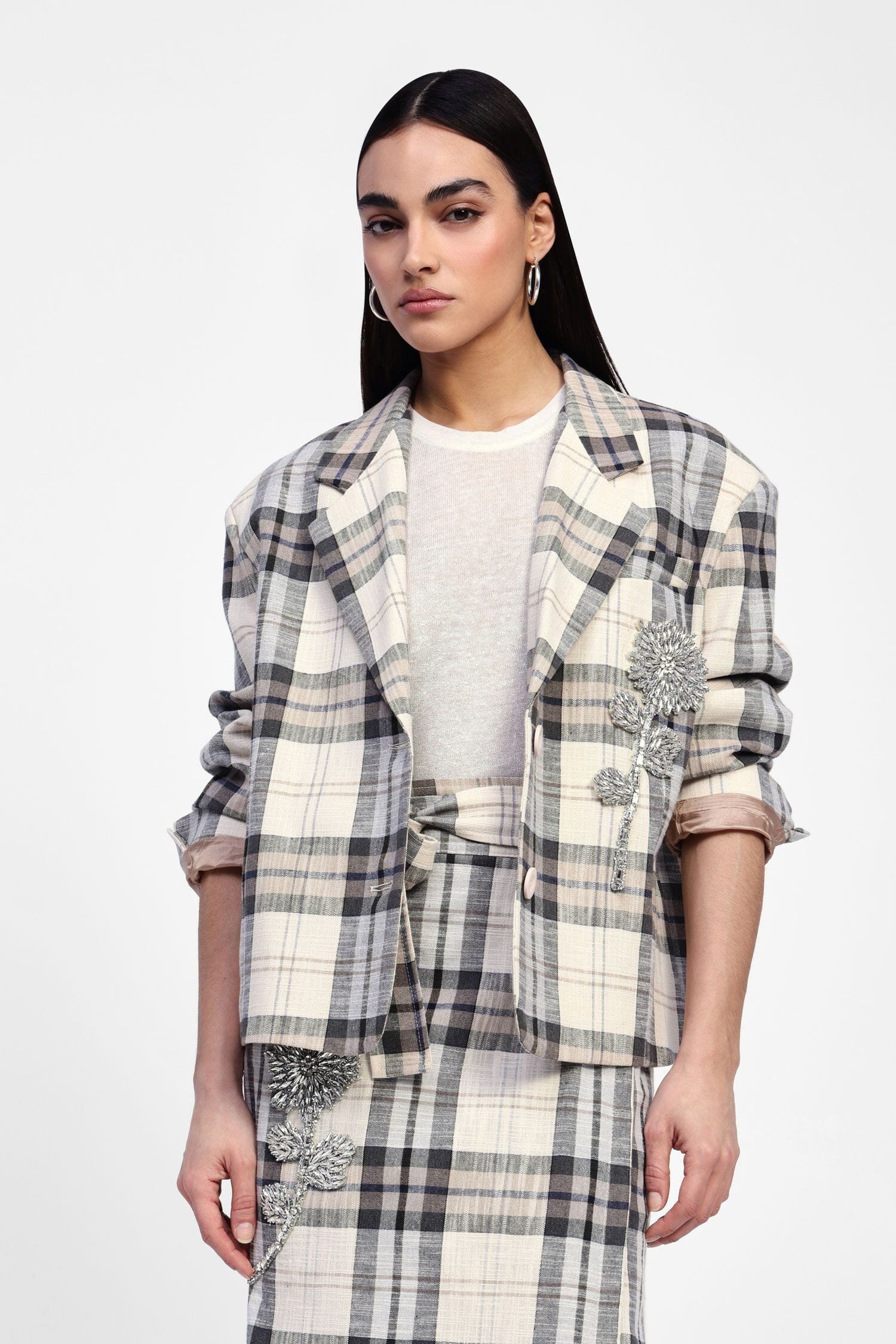 Blazer Con Motivo Quadri E Ricamo Dixie