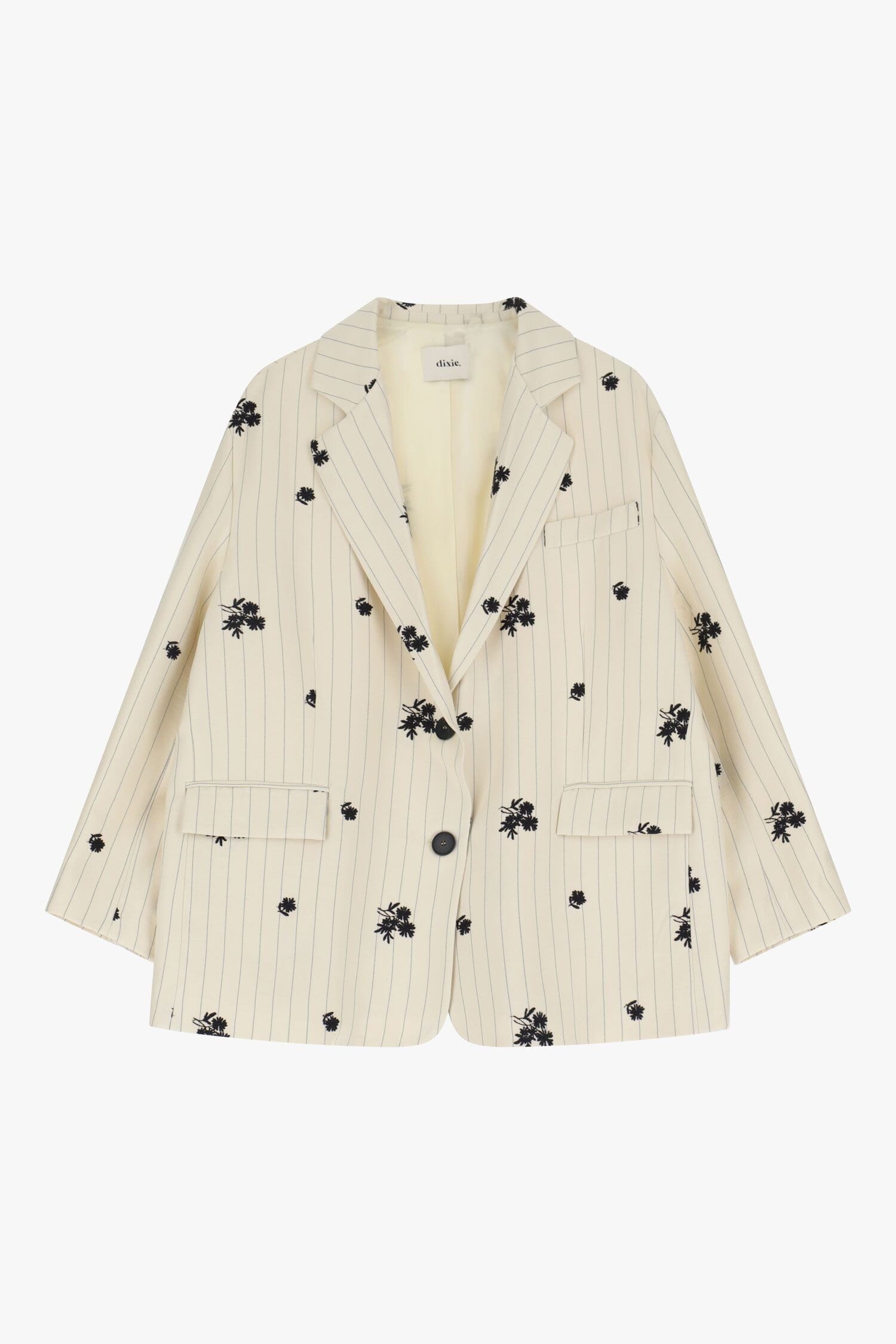 Blazer Lungo A Righe E Fiori Con Bottoni Dixie