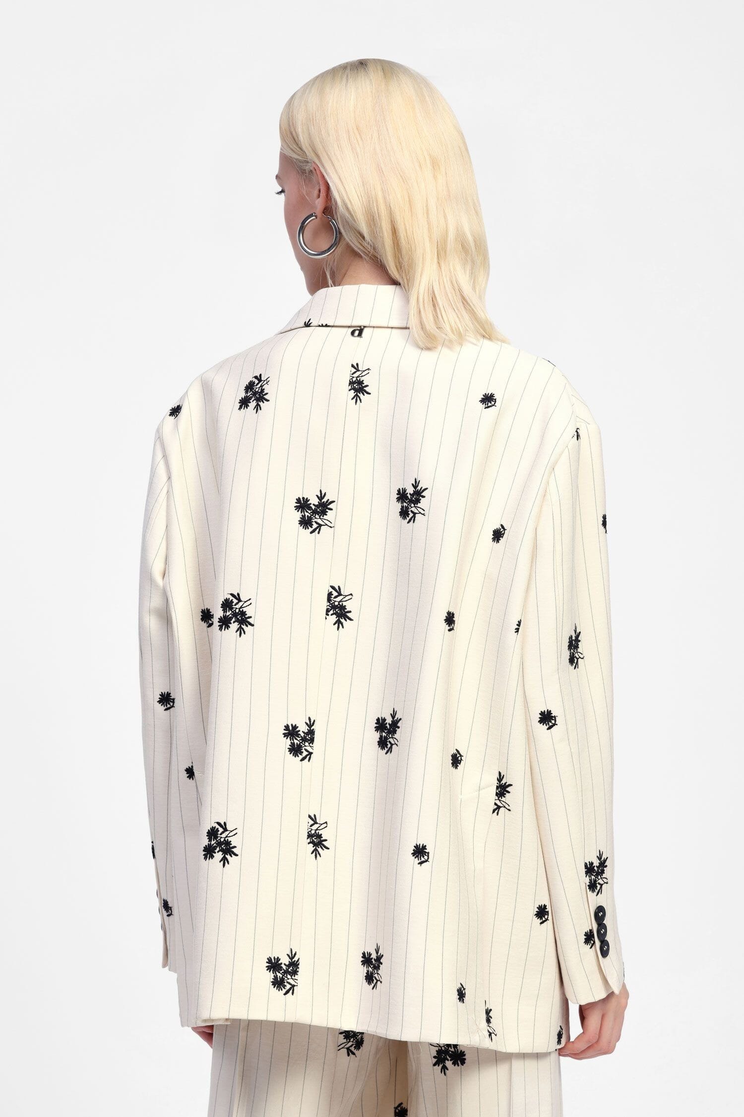 Blazer Lungo A Righe E Fiori Con Bottoni Dixie