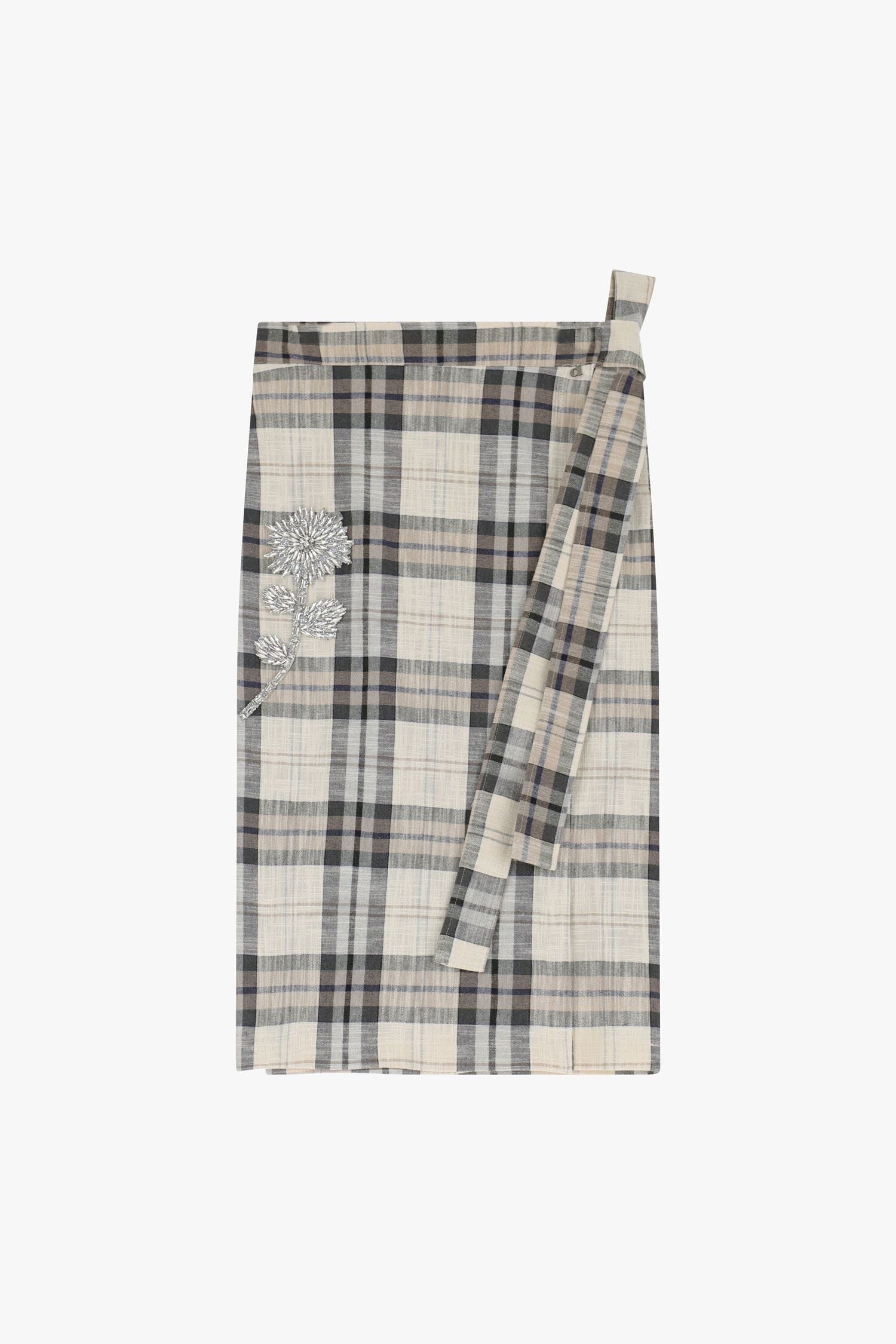 Gonna Midi A Quadri A Portafoglio Con Ricamo Dixie