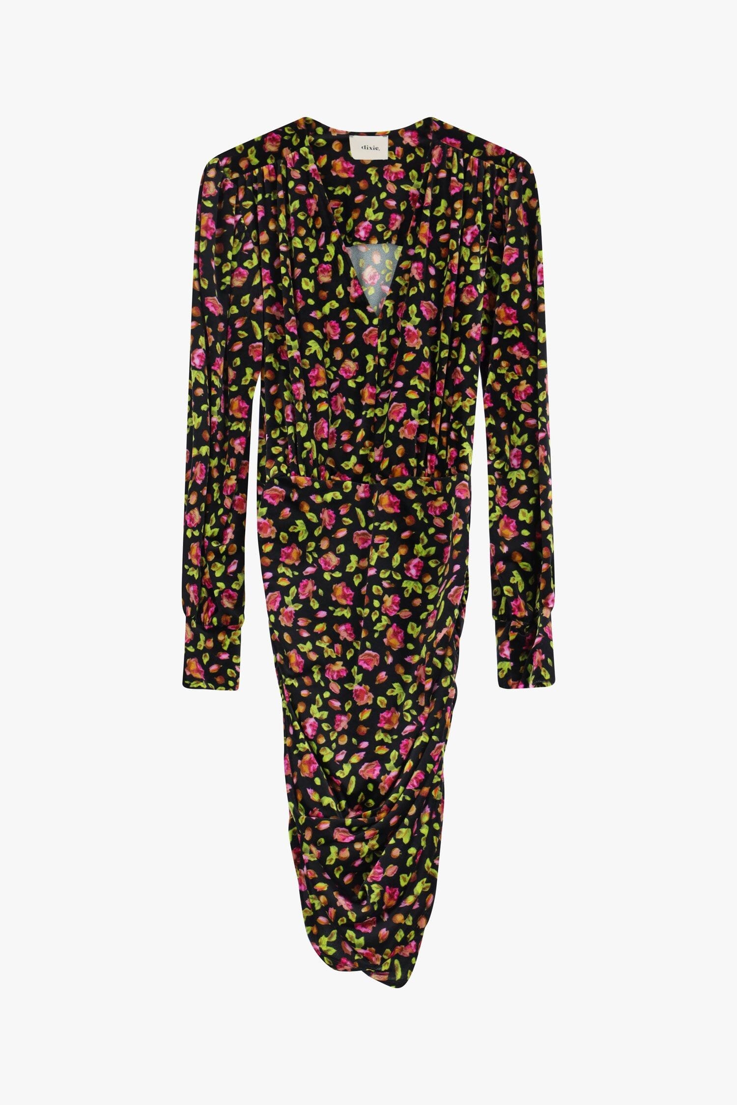 Abito Effetto Velluto A Fiori Con Maniche Lunghe Dixie