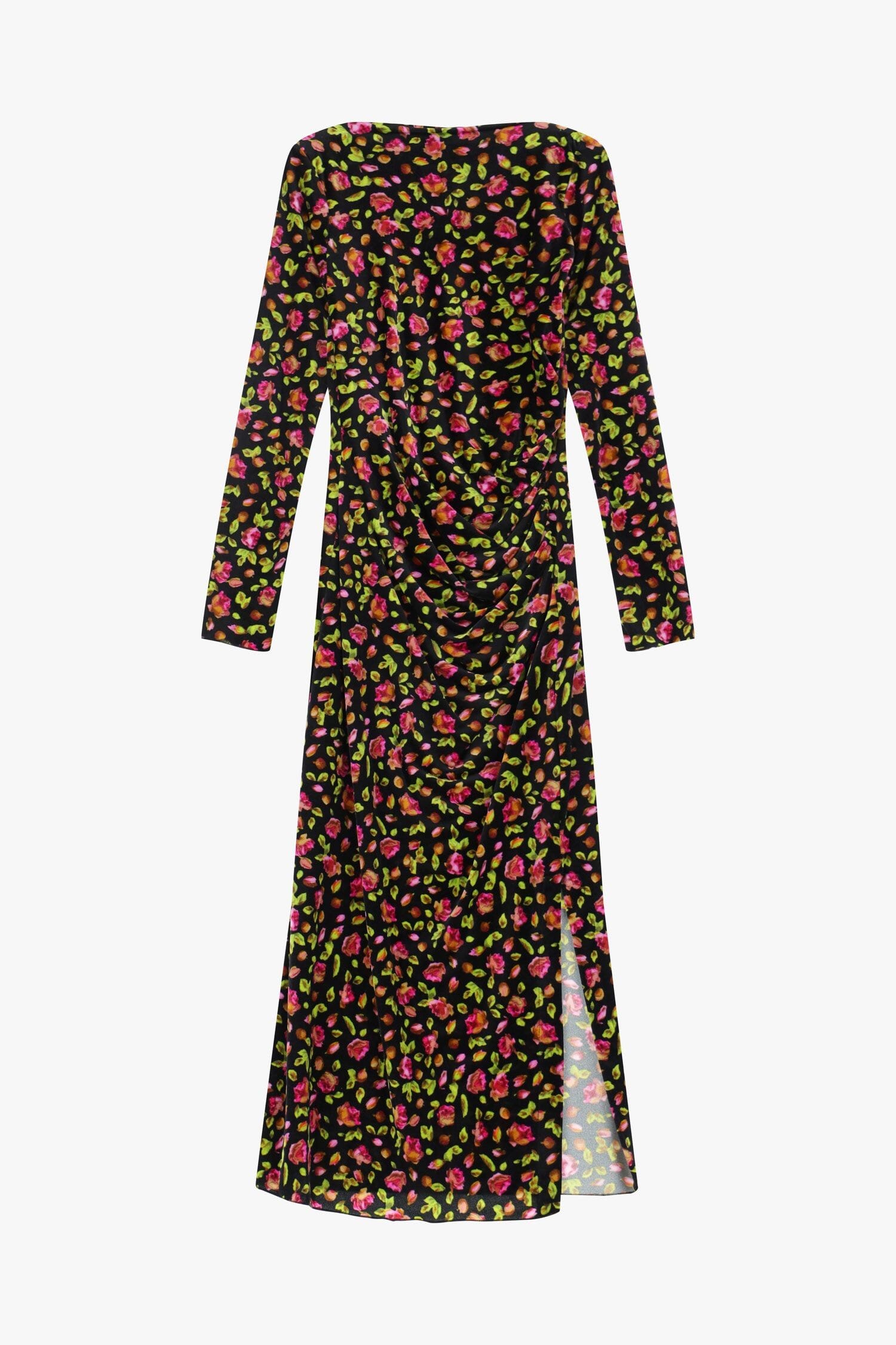 Abito Effetto Velluto A Fiori Con Maniche Lunghe Dixie