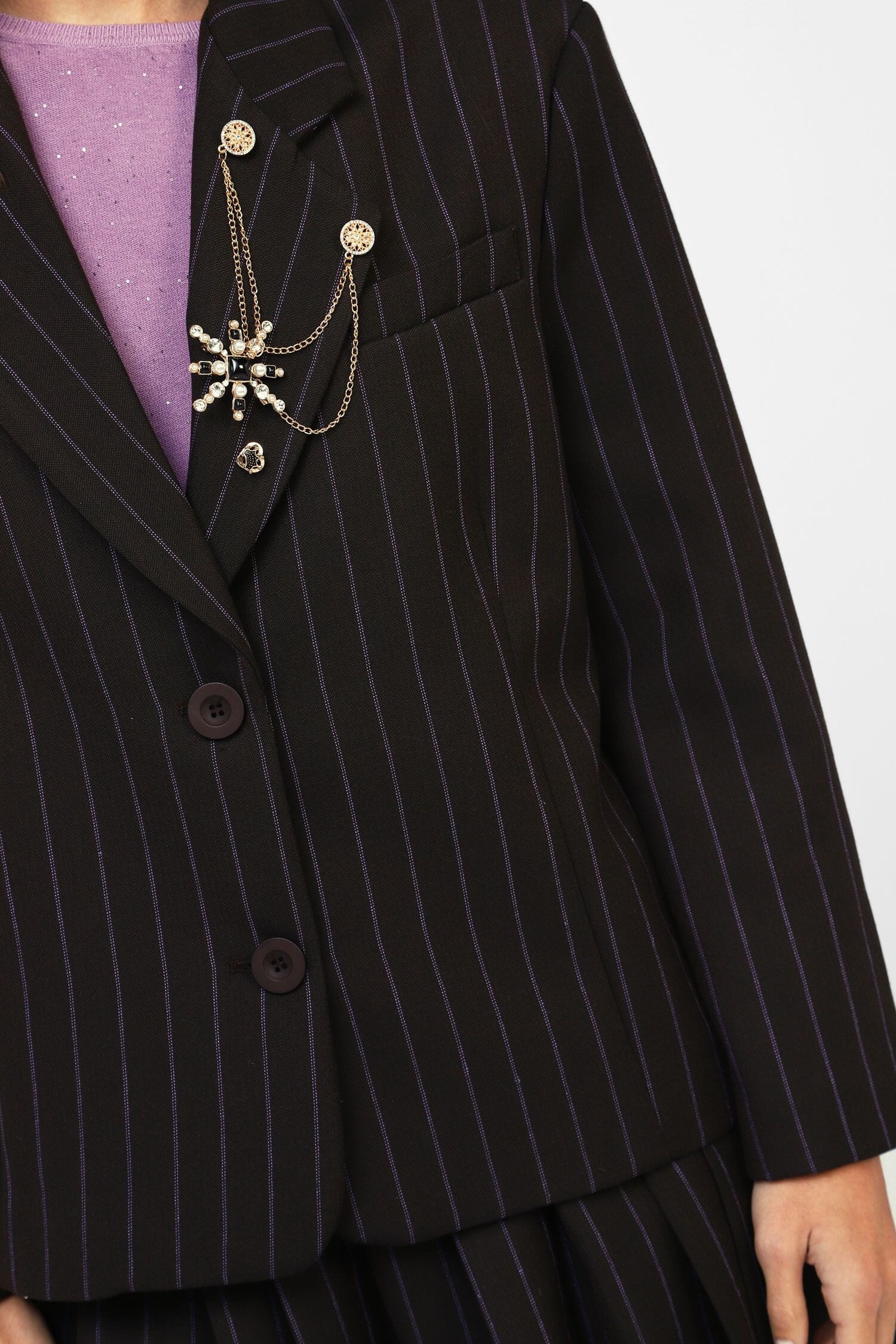 Blazer Gessato Con Spille E Bottoni Dixie