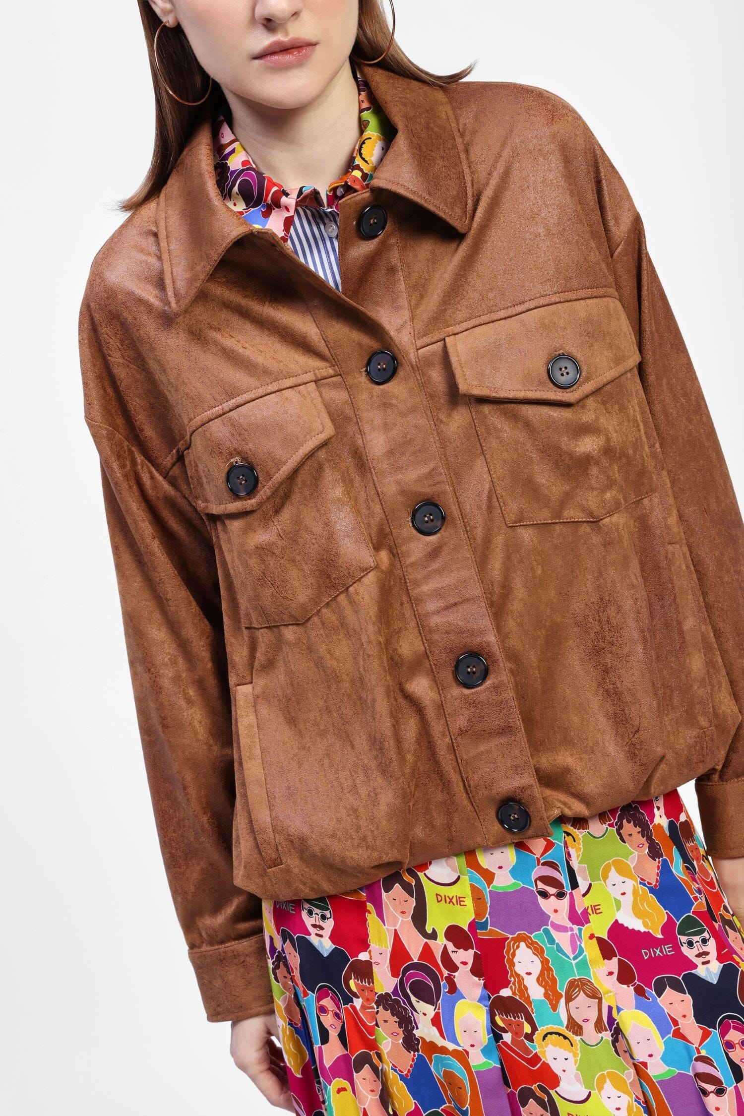 Giubbotto Camicia Effetto Suede Con Bottoni Frontali Dixie