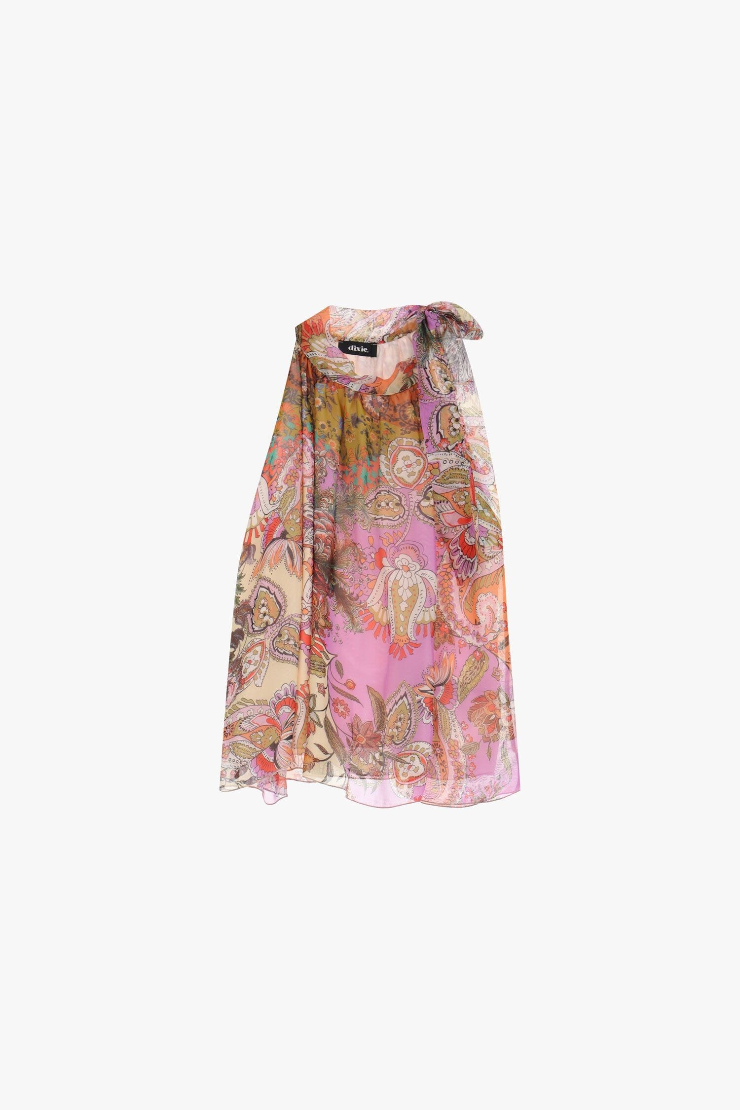 Sleeveless Top With Bowknot And Floral Print Dixie