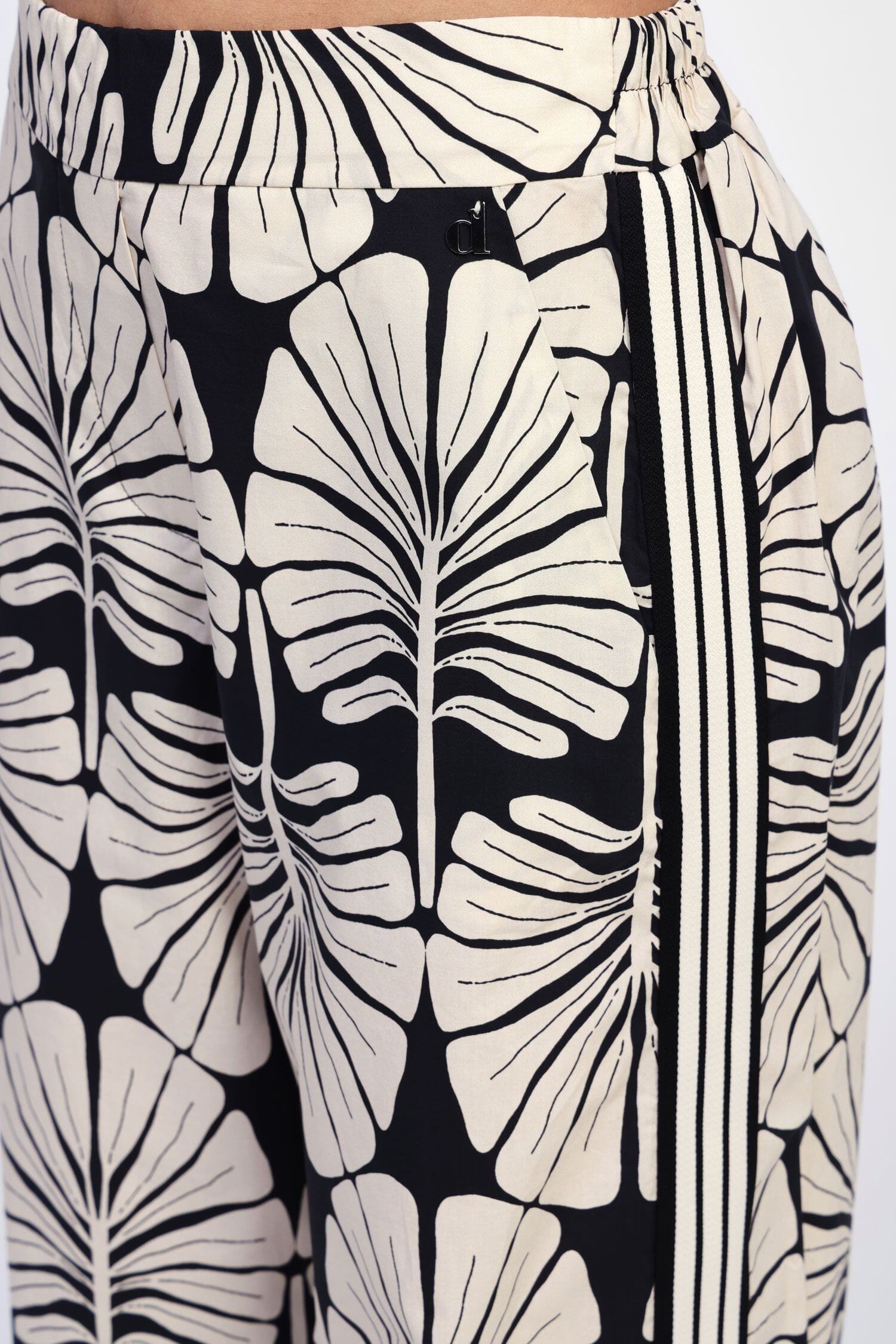 Pantaloni Palazzo Fantasia Palme A Gamba Ampia Dixie