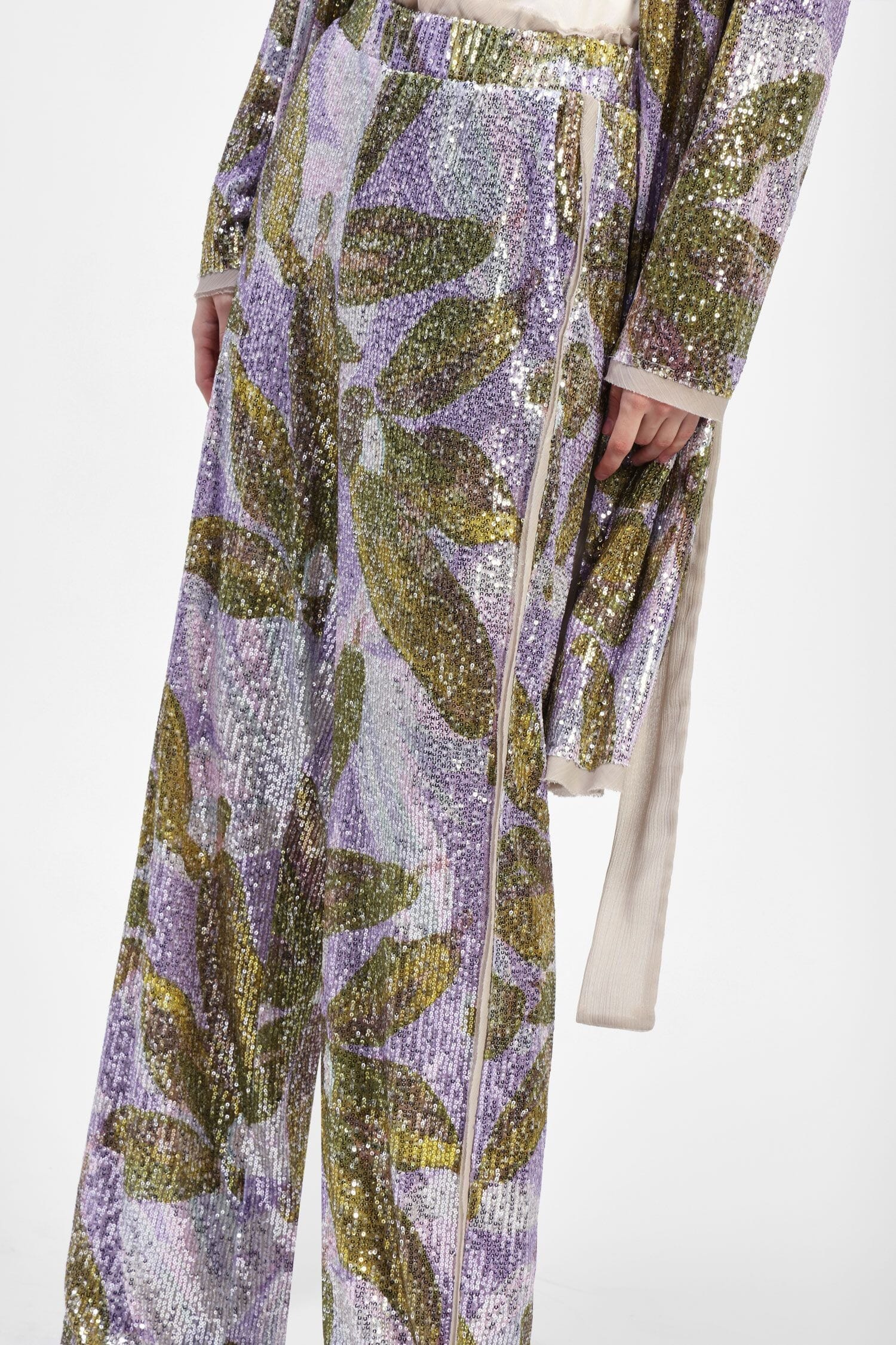 Pantaloni Palazzo In Paillettes Stampate Dixie