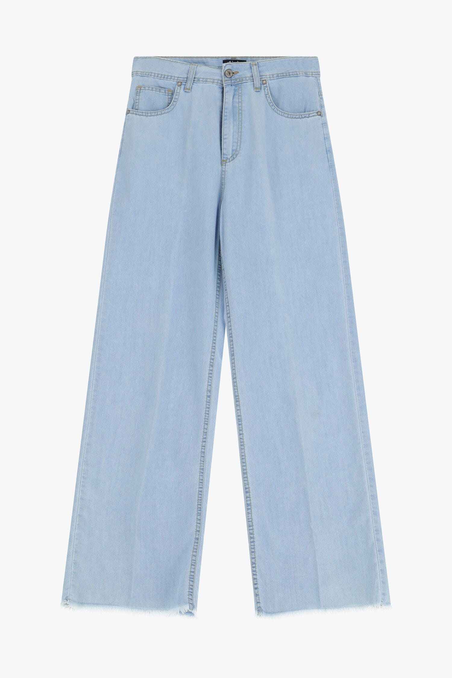 Jeans A Gamba Larga Con Vita Alta E Orlo Vivo Dixie