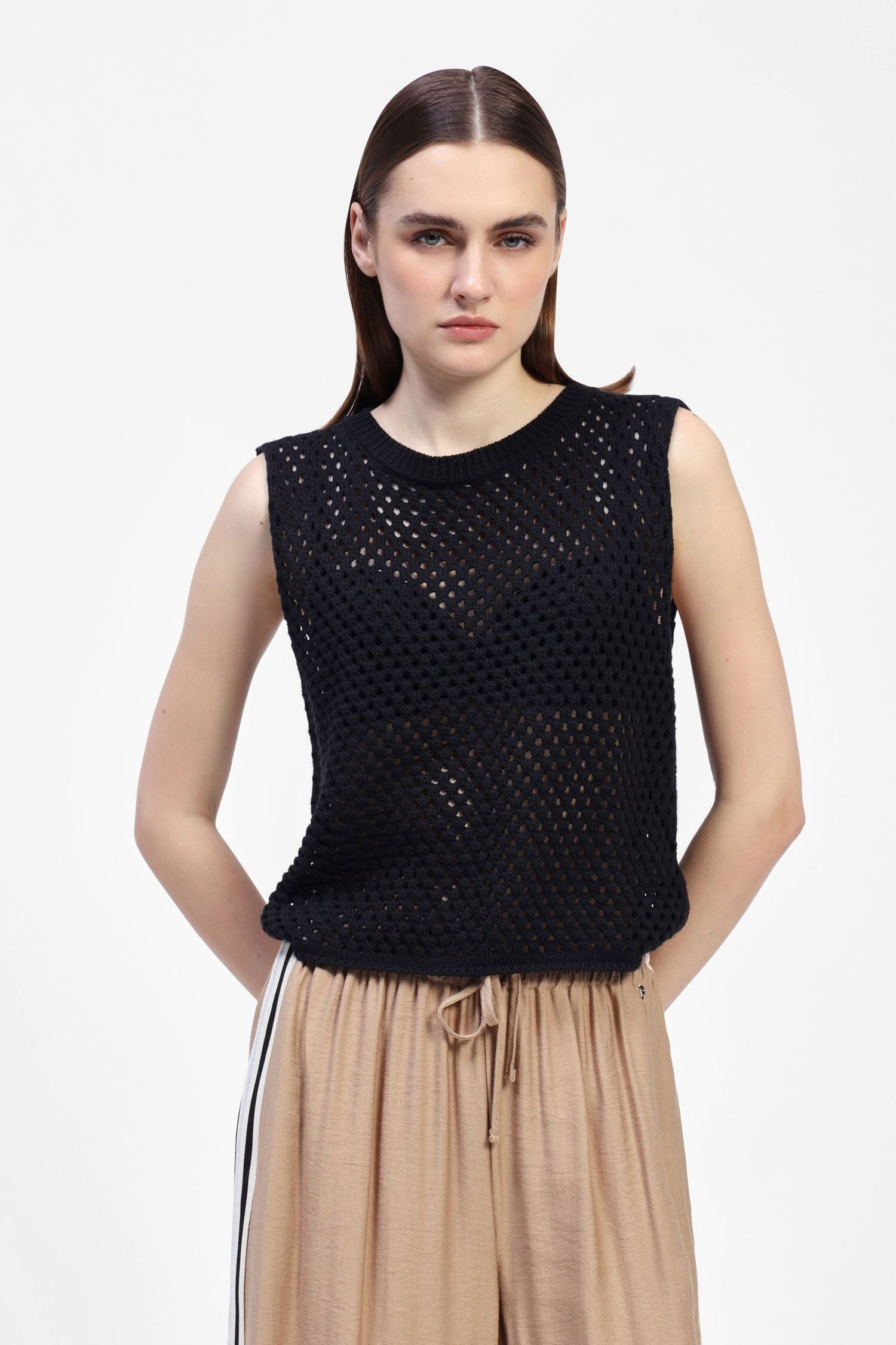 Dixie Sleeveless Perforated Sweater
