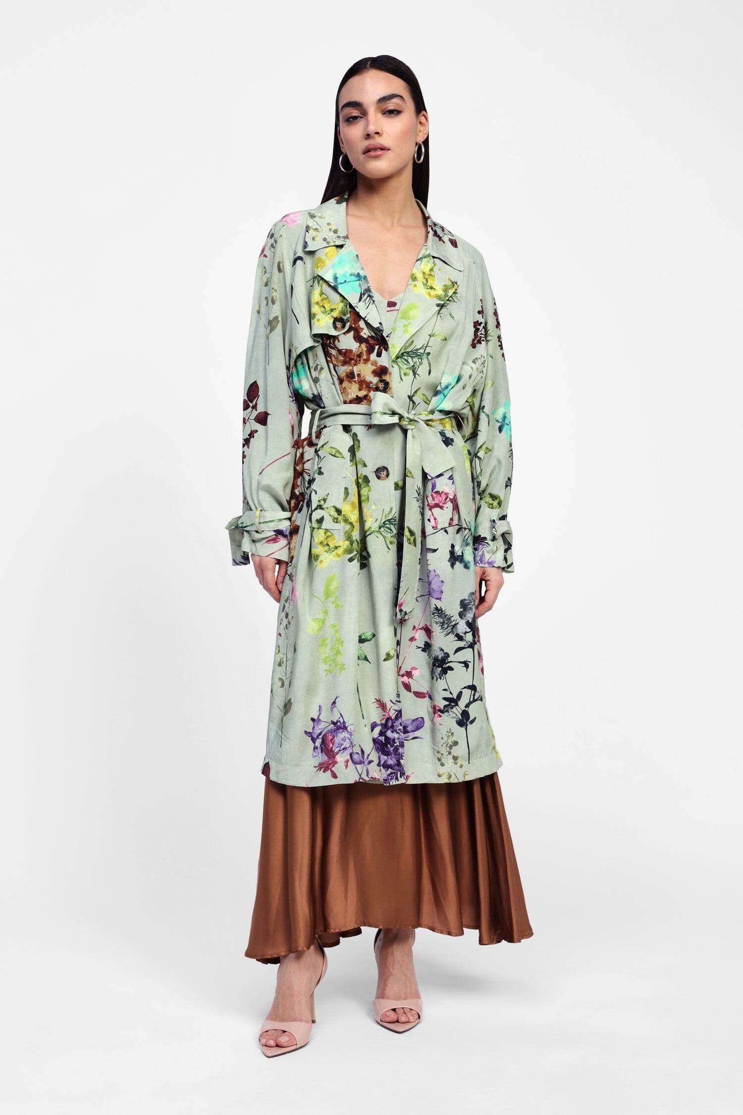 Dixie Floral Print Trench Coat