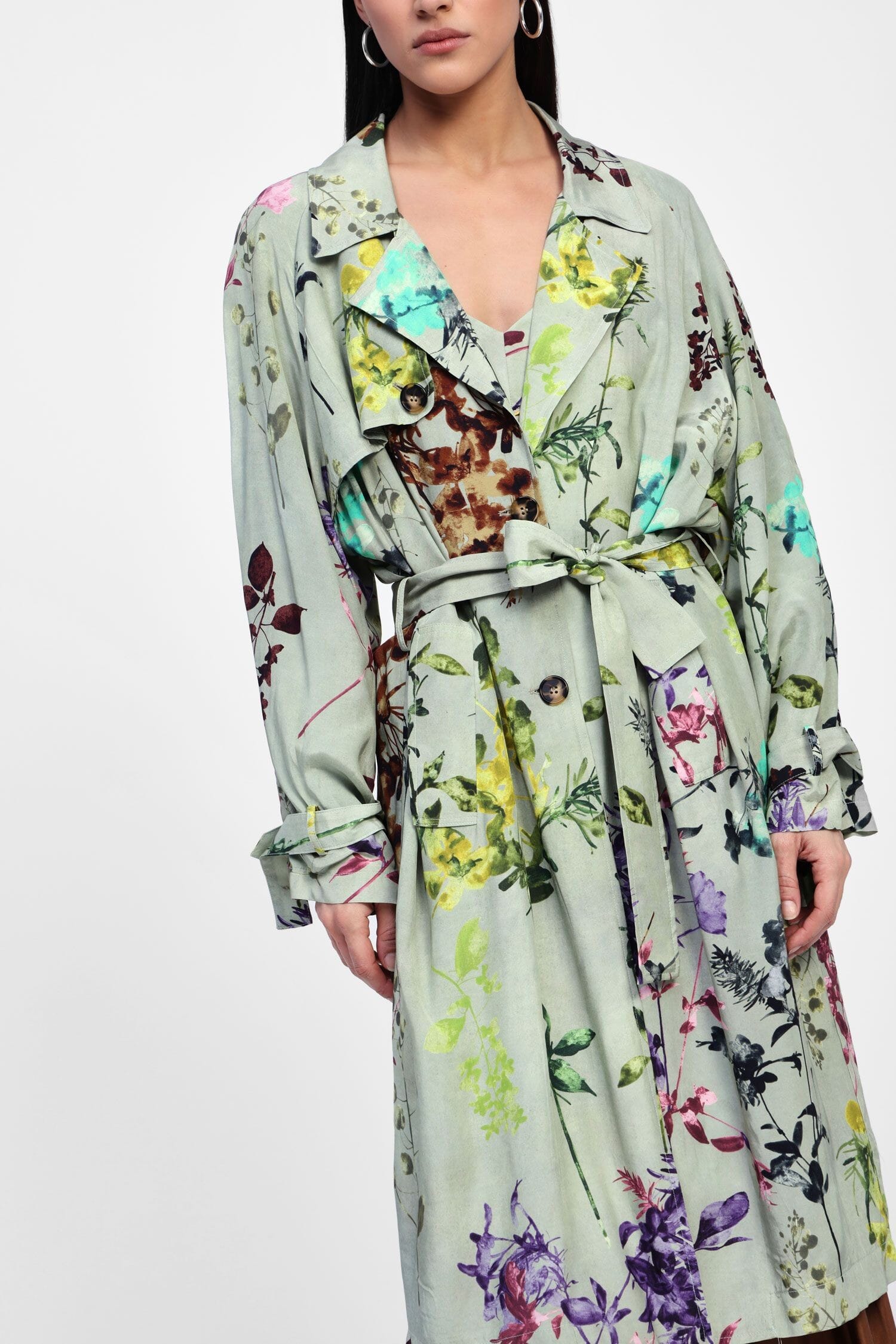 Dixie Floral Print Trench Coat