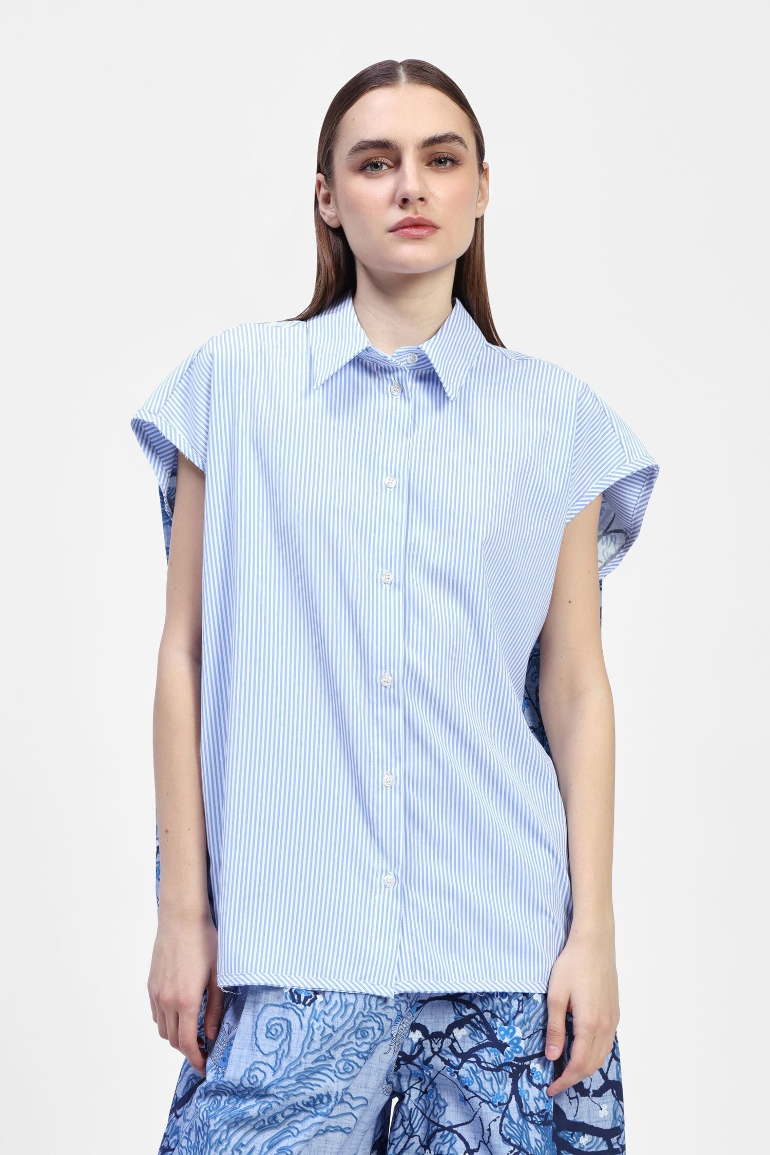 Camicia A Righe Con Colletto Classico E Retro Stampato Dixie