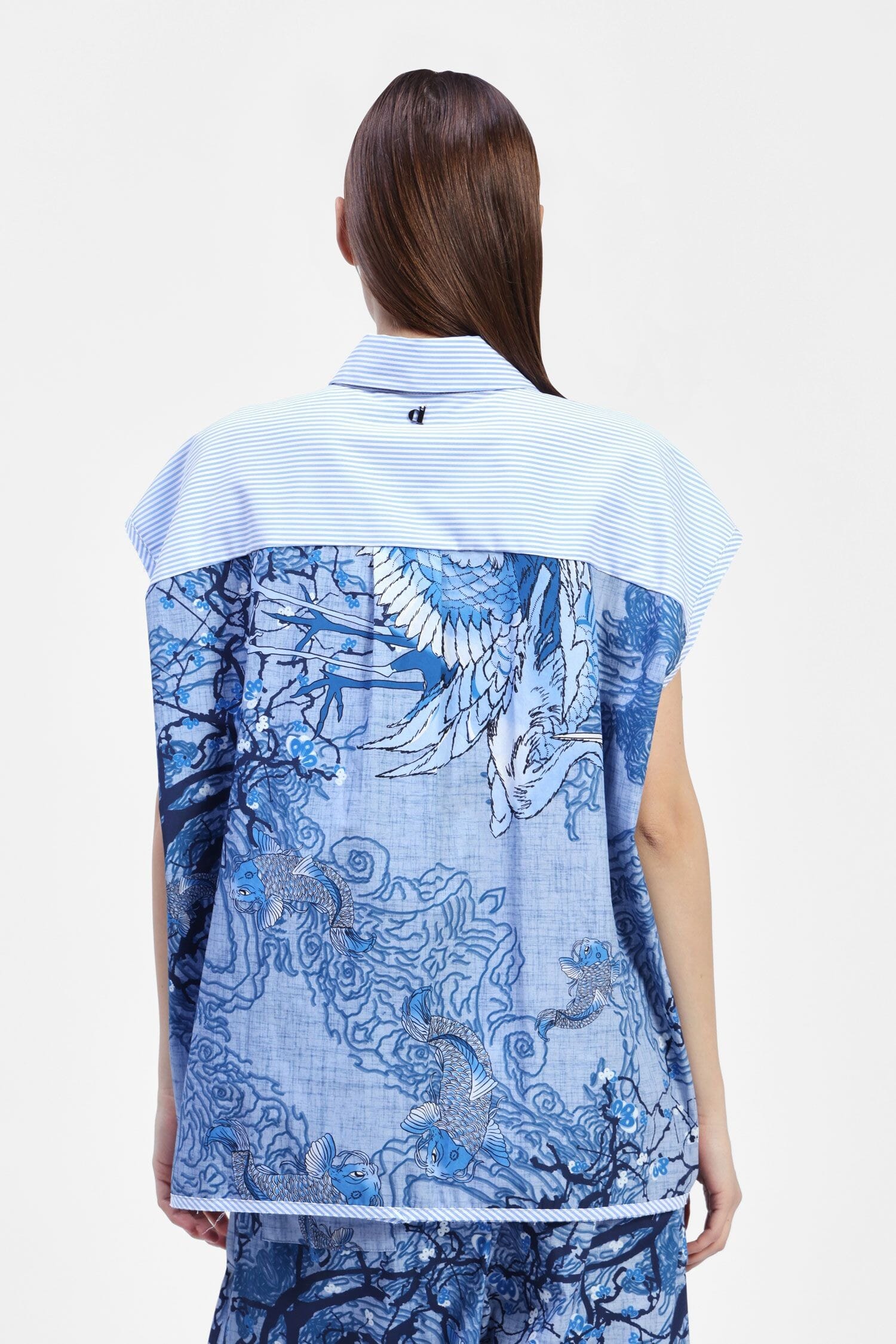 Camicia A Righe Con Colletto Classico E Retro Stampato Dixie