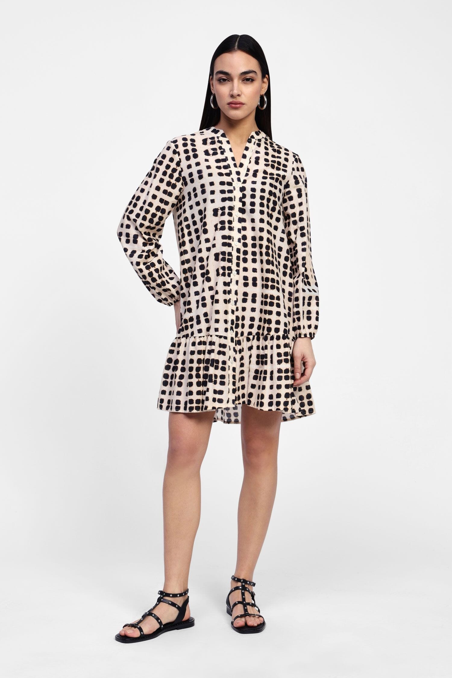 Vestito Corto Con Stampa E Bottoni Dixie