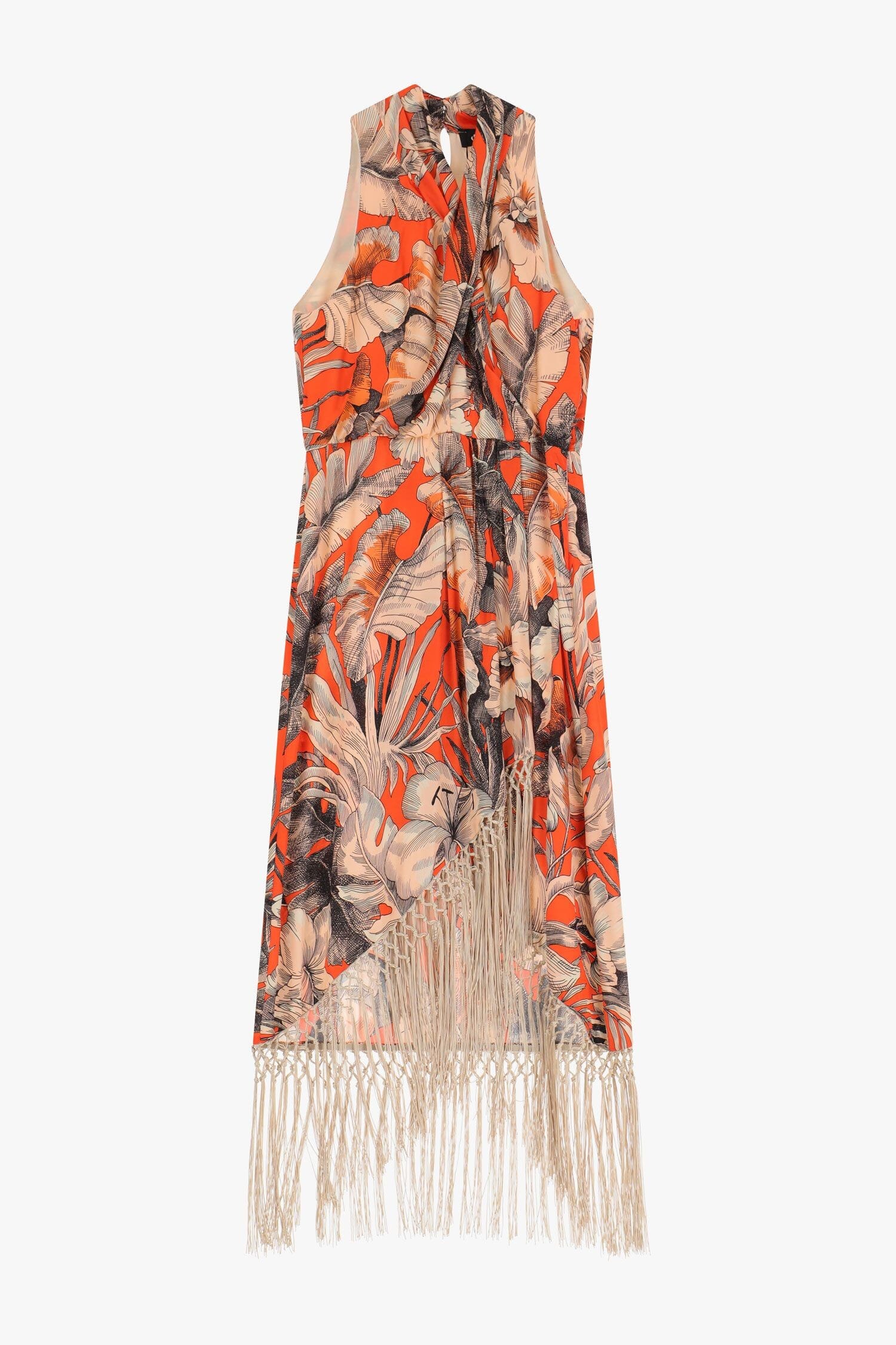 Abito Midi Con Stampa Floreale E Frange Dixie