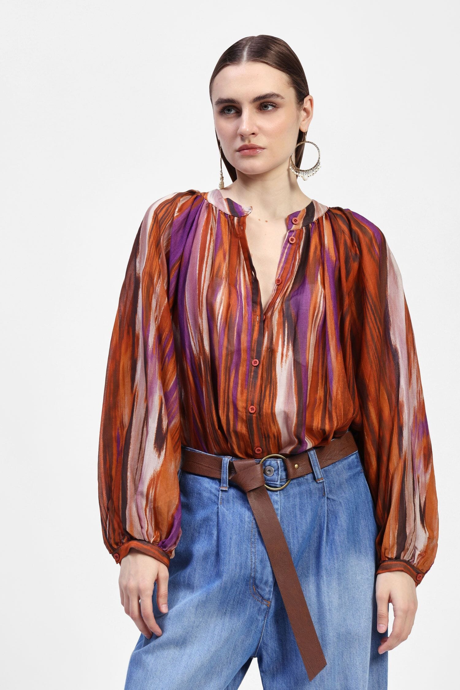 Camicia A Maniche Volume Stampata Dixie