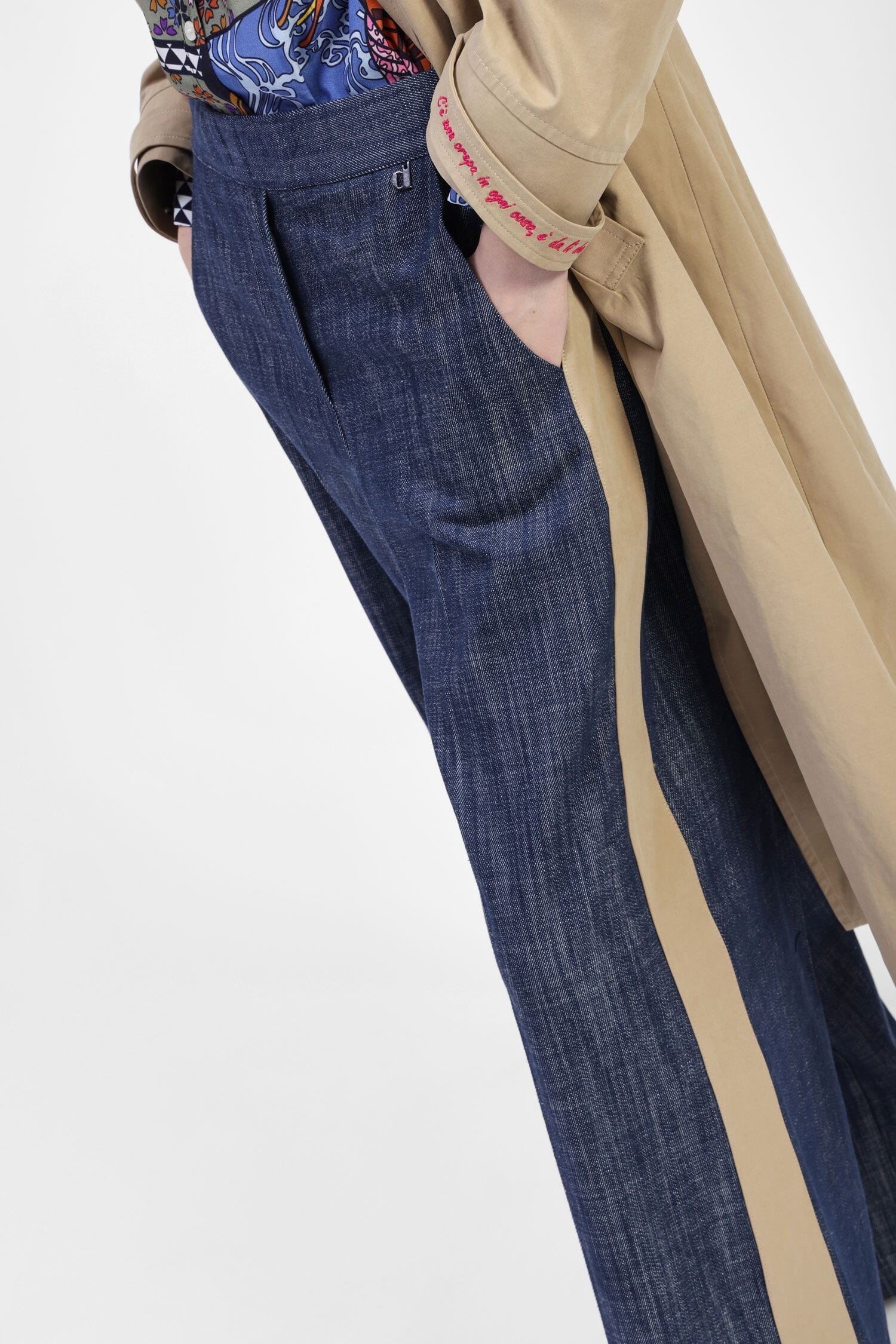 Pantaloni A Zampa Effetto Chambray Dixie